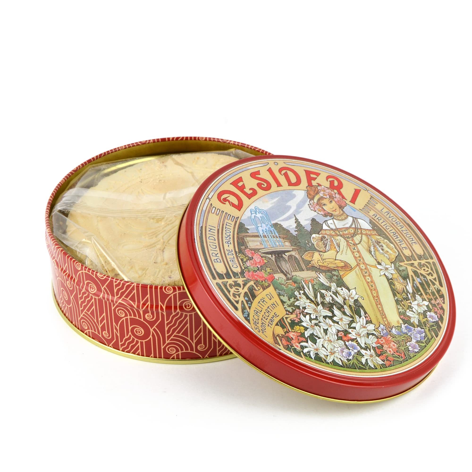 GR 450 CIALDE DI MONTECATINI ALLA MANDORLA CONFEZIONE LATTA -ALMOND WAFFLE - CIALDA CROCCATE WAFER ALLE MANDORLE