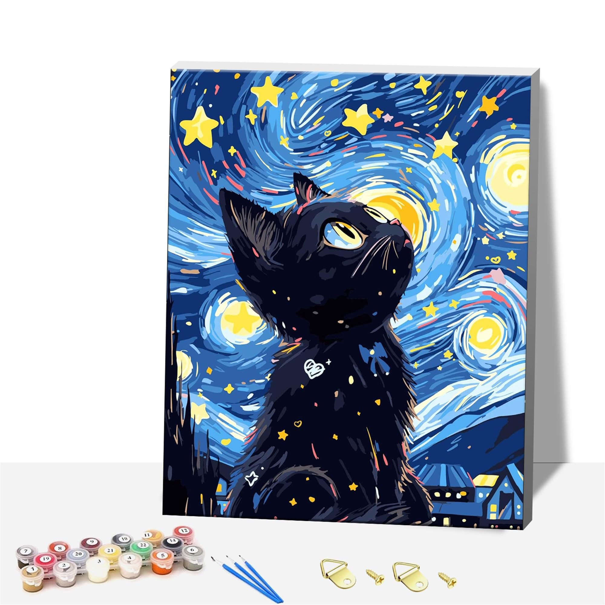 Formeyart Cat Framed Paint By Numbers For Adults,Painting By Number With Frame Kits Canvas,Easy Cheerful Painting Diy For Beginners,Home Wall Decor (Cat)