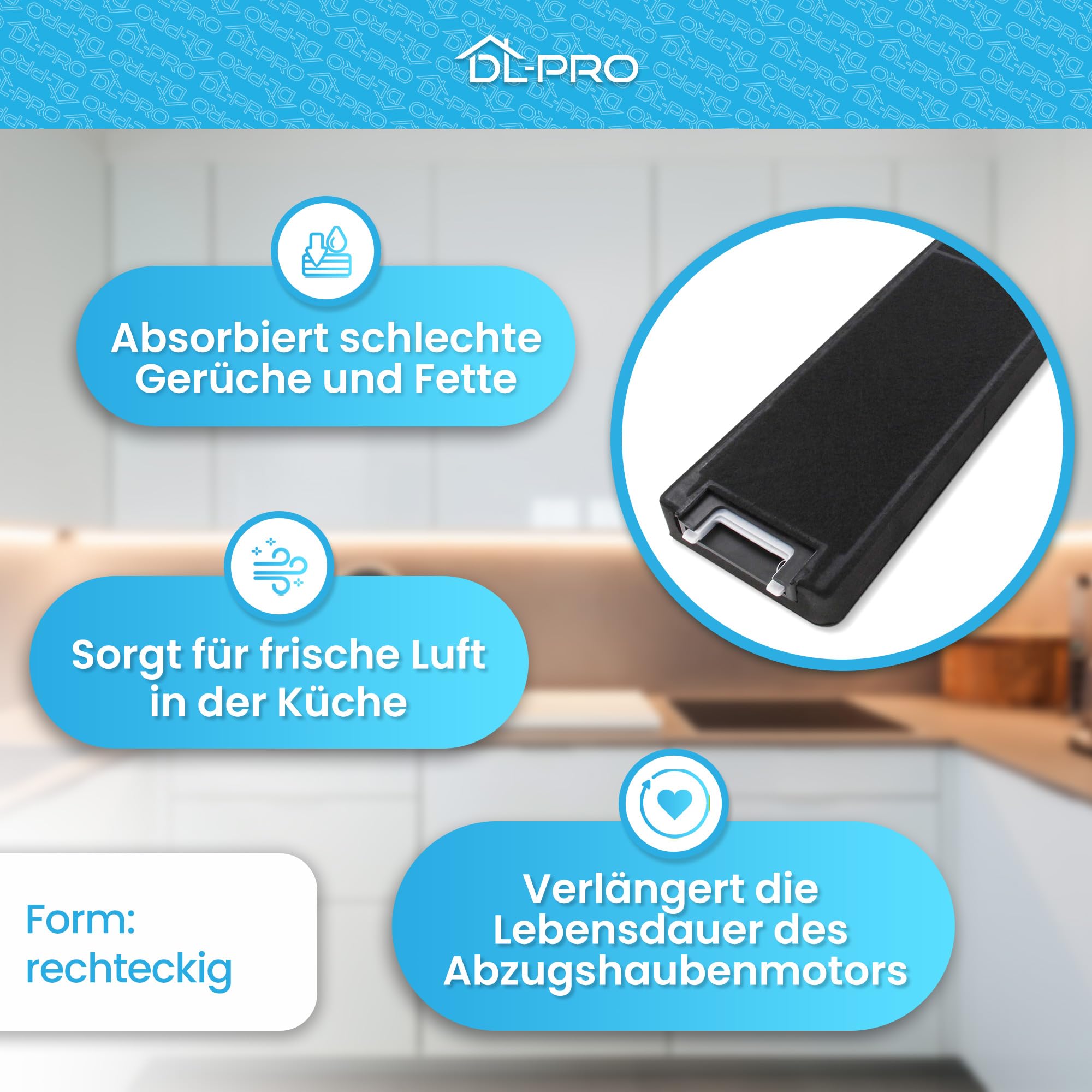 DL-pro Filtr z węglem aktywnym kompatybilny z Miele 4114503 DKF4 Küppersbusch 501097 KFIP Zub.564 filtr węglowy filtr zapachowy do okapu kuchennego