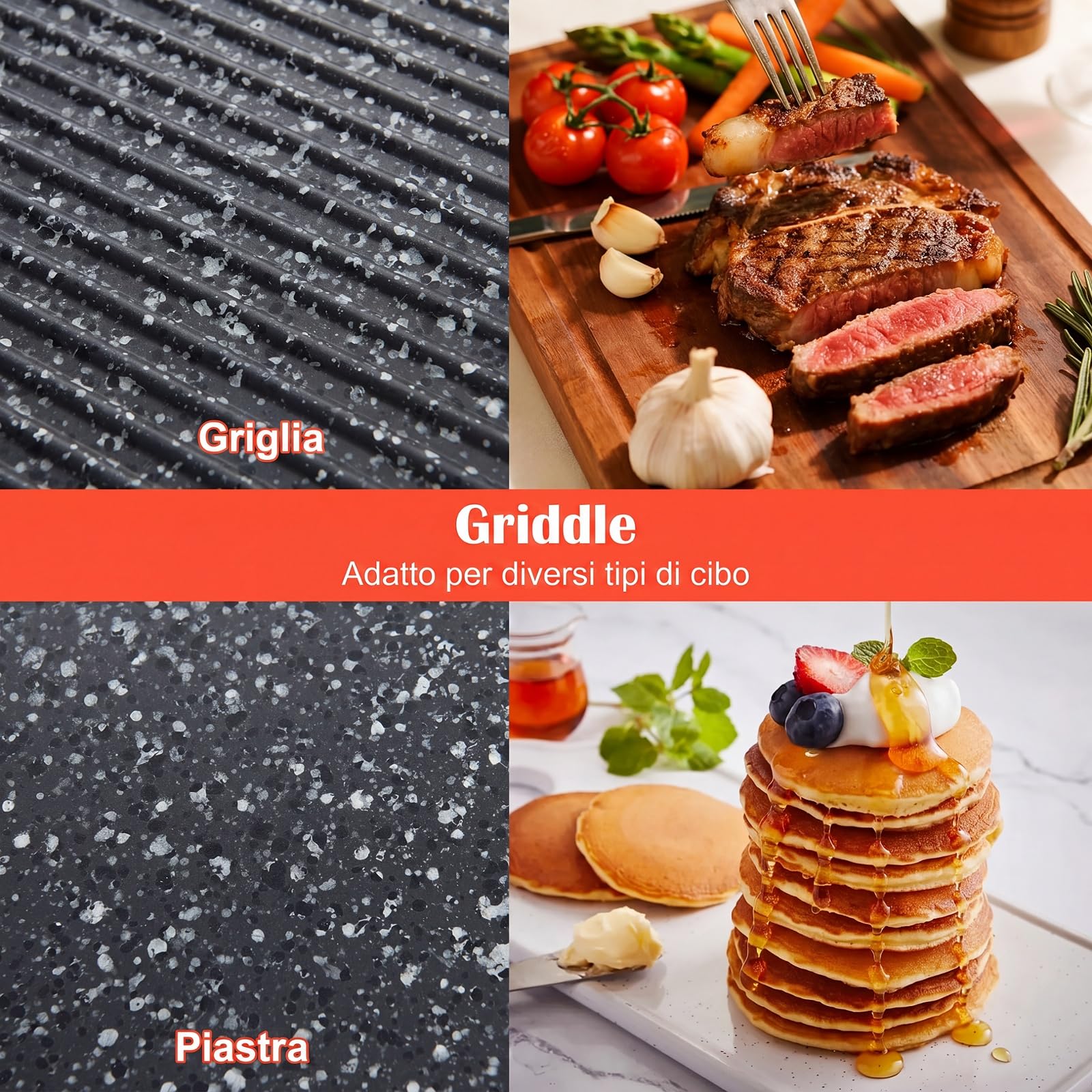 COSTWAY 2150W Piastra Elettrica da Tavolo con Rivestimento Antiaderente | Piastra Grill con Doppia Faccia, Temperatura Regolabile, Vassoio Raccogli-grasso e Manici Freddi, per Barbecue e Campeggio