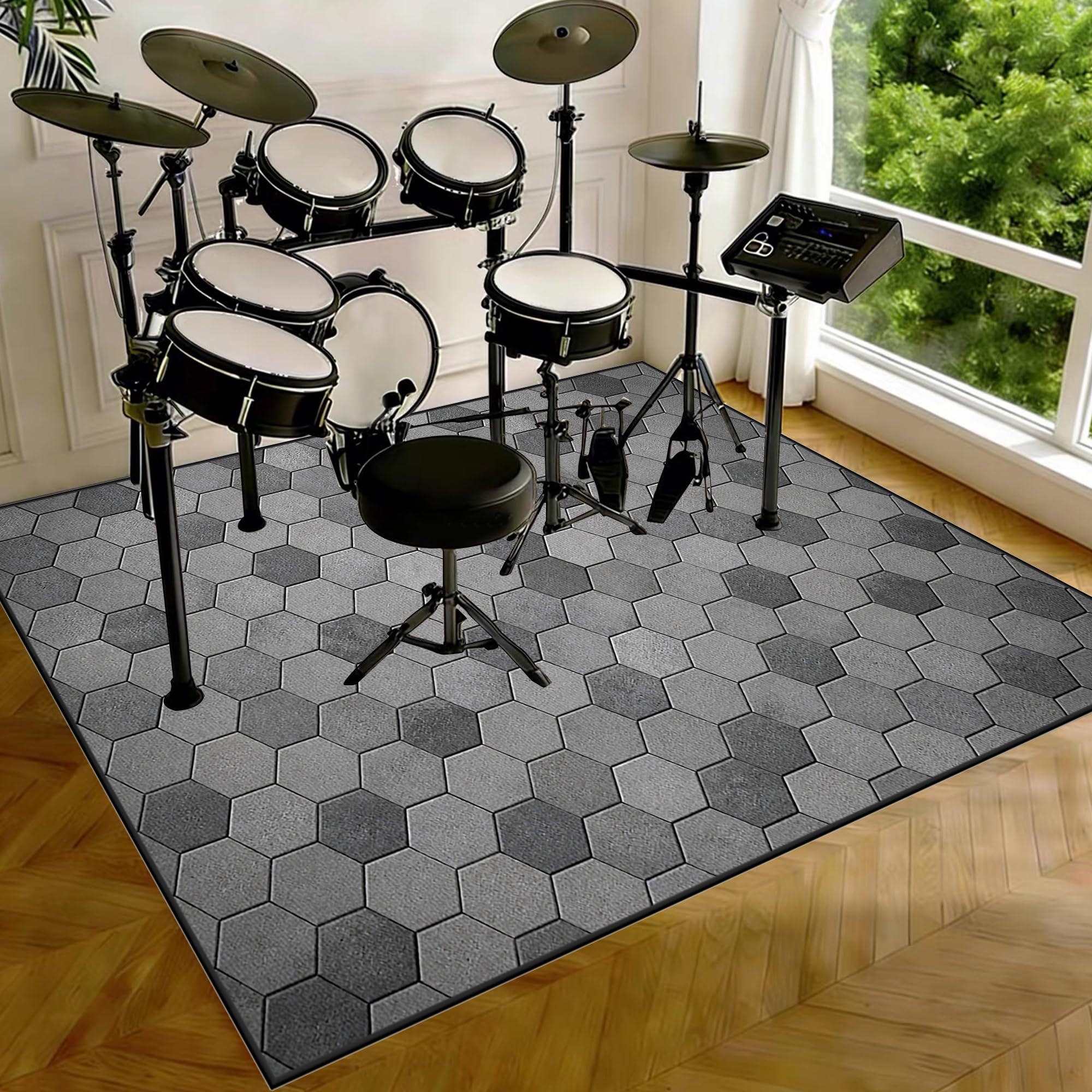 Dywan bębnowy 180 x 140 cm Dźwiękoszczelny dywanik bębnowy do elektronicznego bębna bębnowego bębna bębnowego i innych elementów zestawu mat akumulatorowych prostokątne antypoślizgowe dywaniki