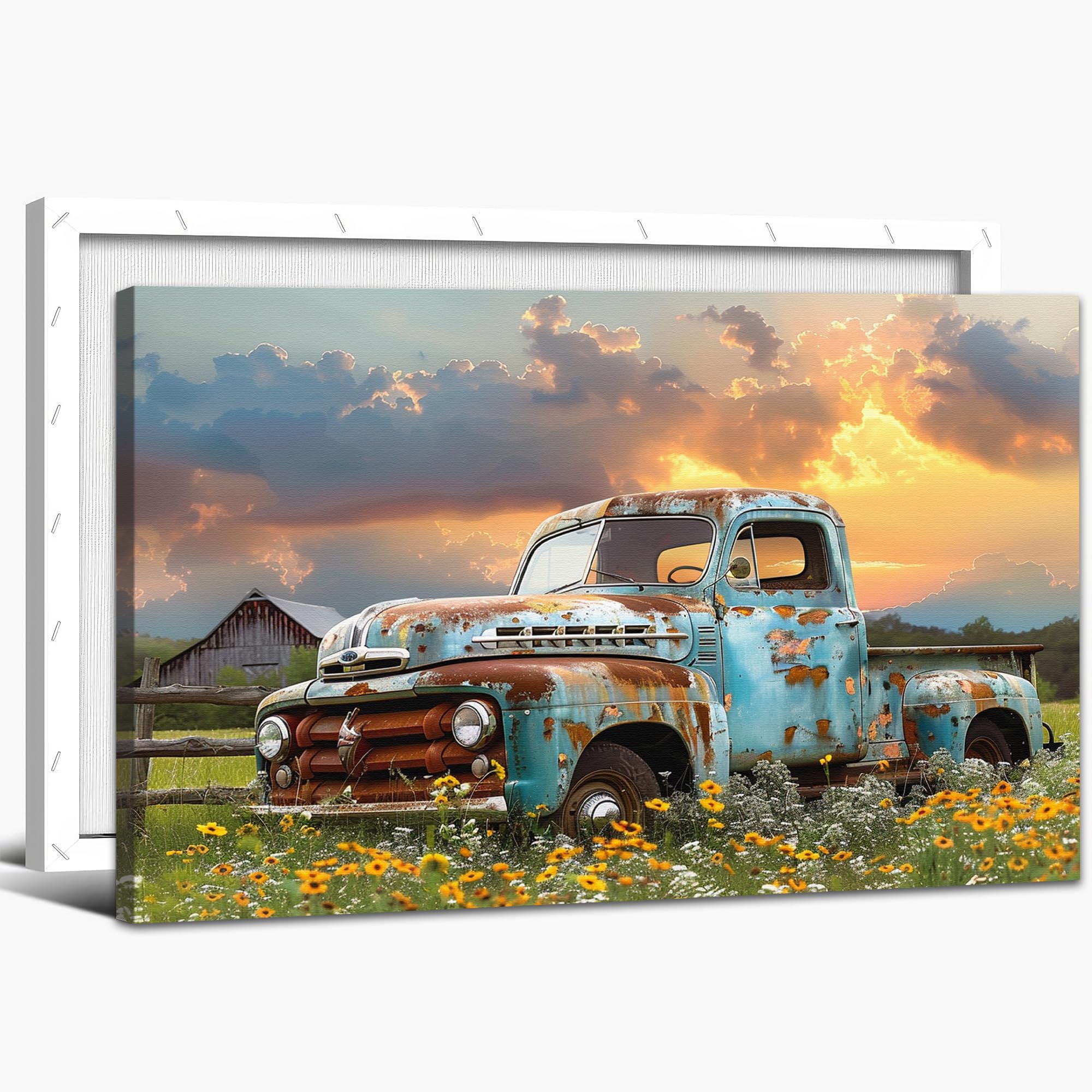 Amazon.com: Farmhouse Truck Wall Art, Old Truck Canvas Prints Wall