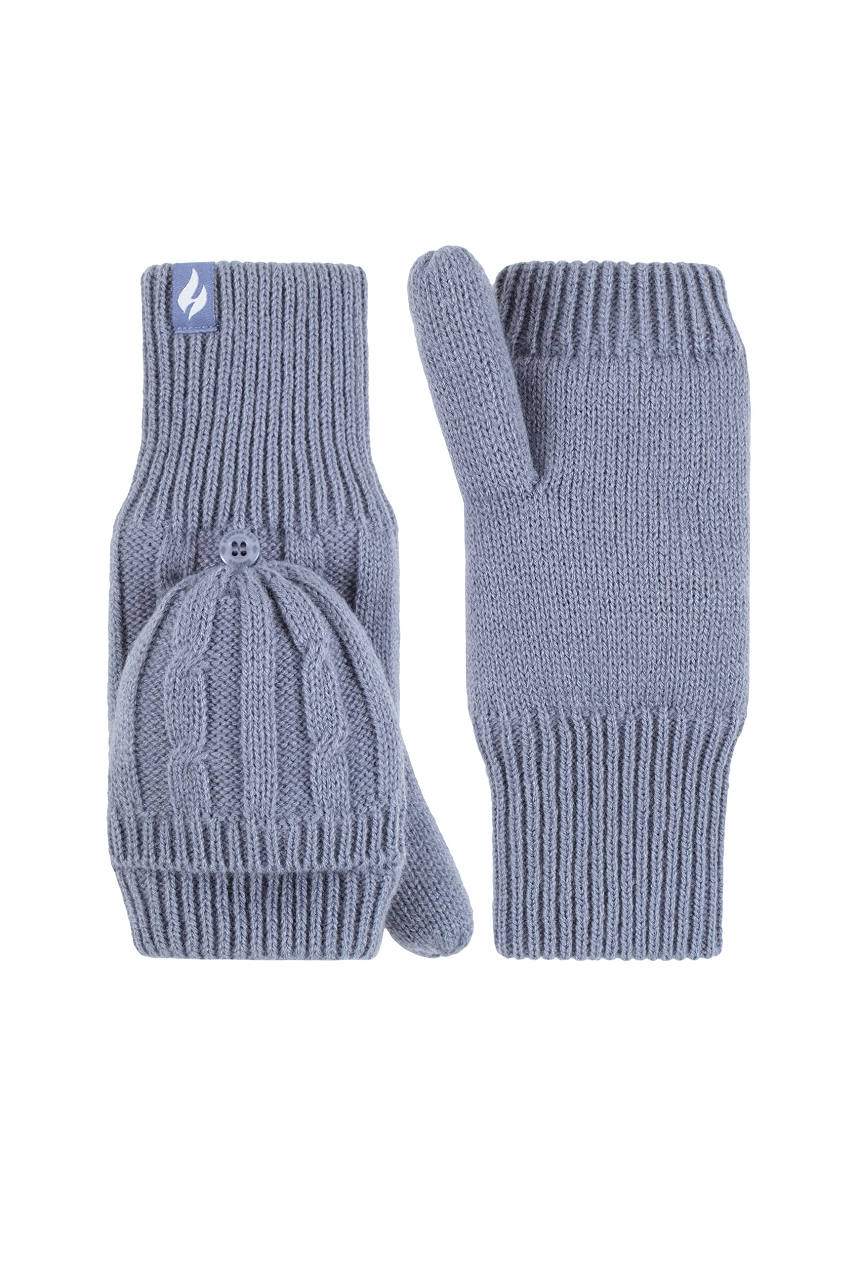 Heat Holders Women's Dusky Blue Sockshop Ash Cable Knit Converter Mittens Pack Of 1 One Size