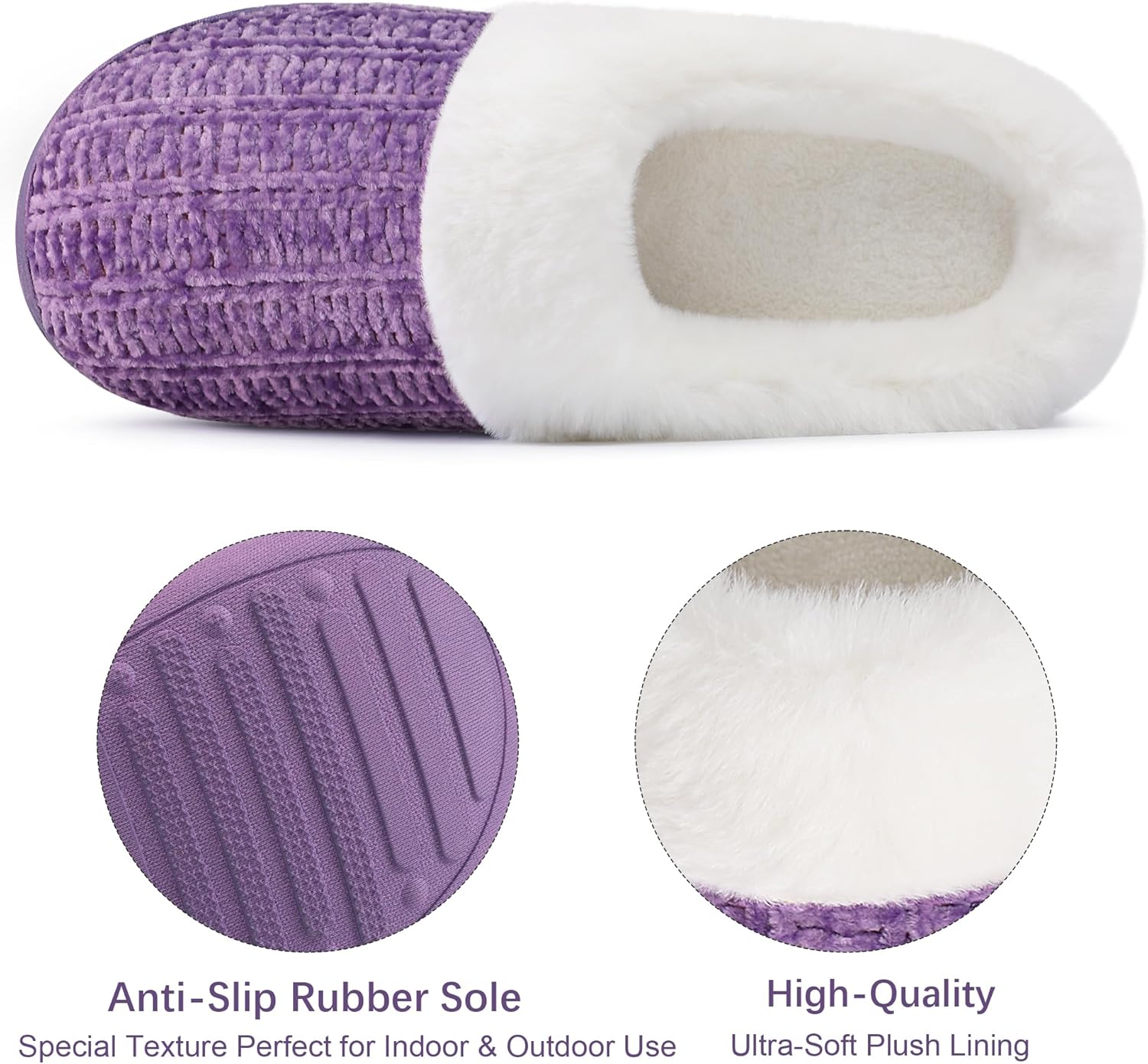 shoeslocker Womens Memory Foam Fuzzy Slippers Knitted House Slippers for Women Comfy Slip-On Warm House Shoes - Image 5