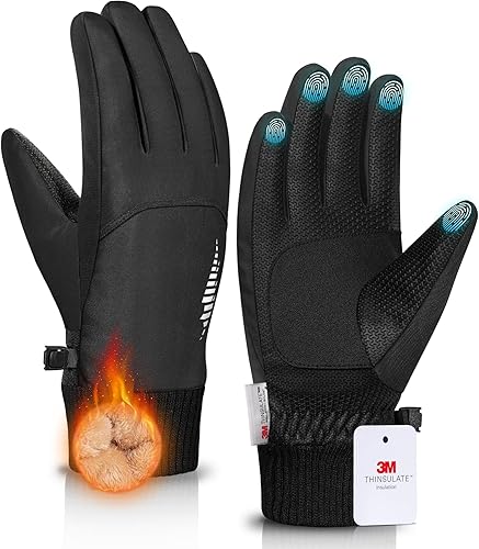 rivmount 3M - Guantes térmicos de invierno impermeables, pantalla táctil, cálidos para clima frío, correr, ciclismo, esquí, nieve, al aire libre,