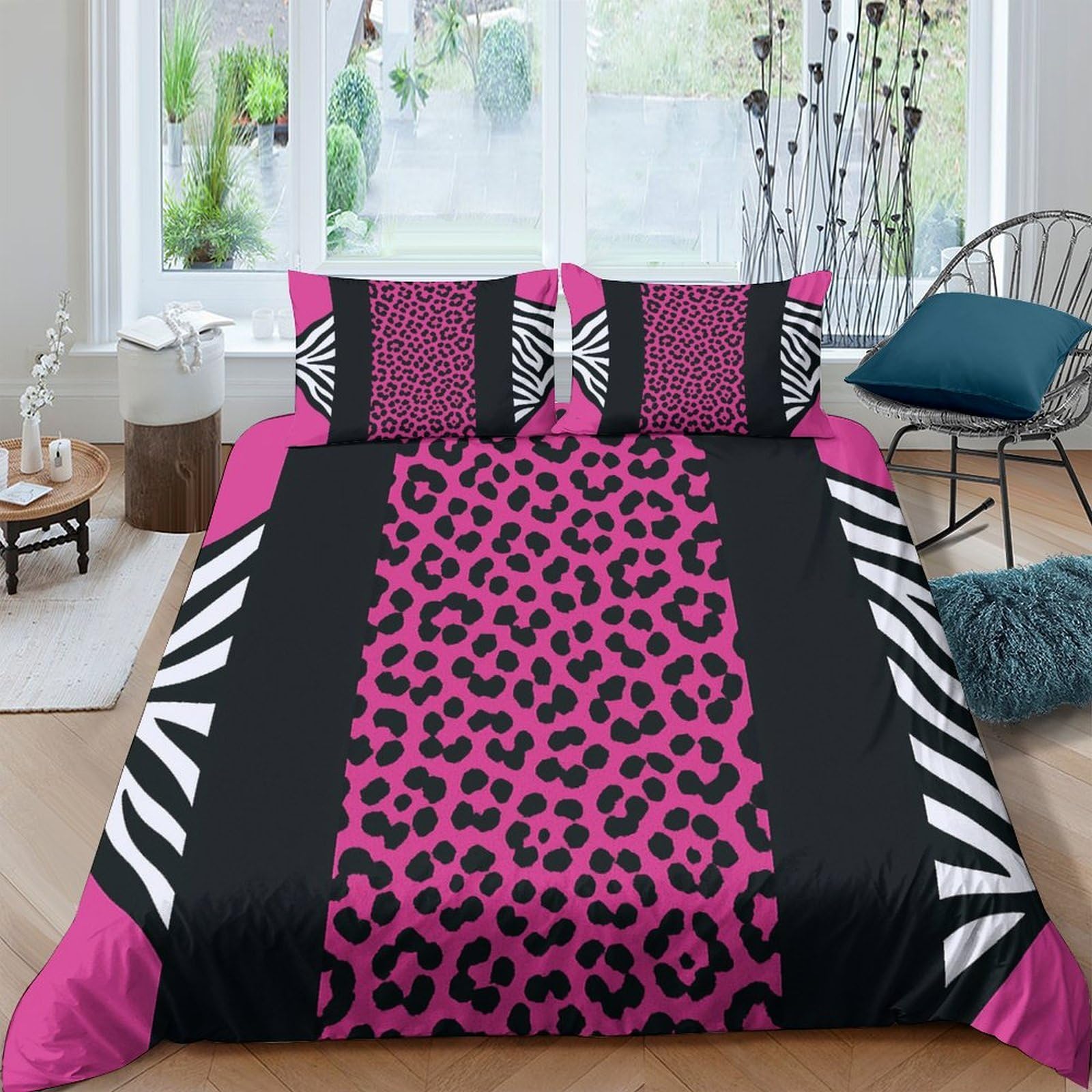 Ctjqhvkz Style-7 3D Printed Pink Leopard Fitted Sheet Microfiber Anti-Slip Zebra Mattress Cover Bedroom Dorm Decor Easy Care Single（135X200cm）