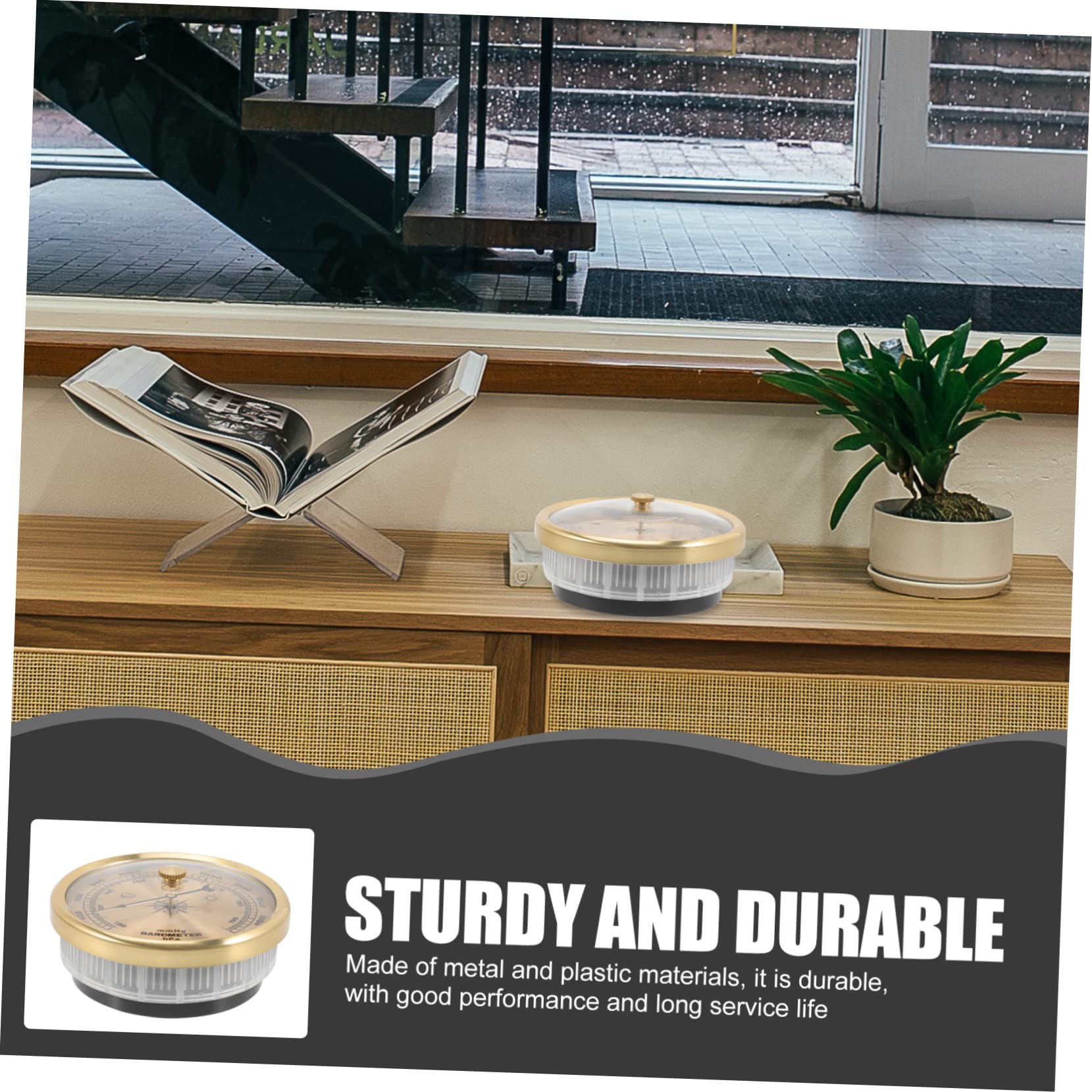 YARNOW 3 Pièces Baromètre à Cadran Baromètre Météo Intérieur Pression Baromètre Anéroïde Réglable Hygromètre Humidité Intérieure Outil De Mesure Du Baromètre Table De Mesure Métal Mural