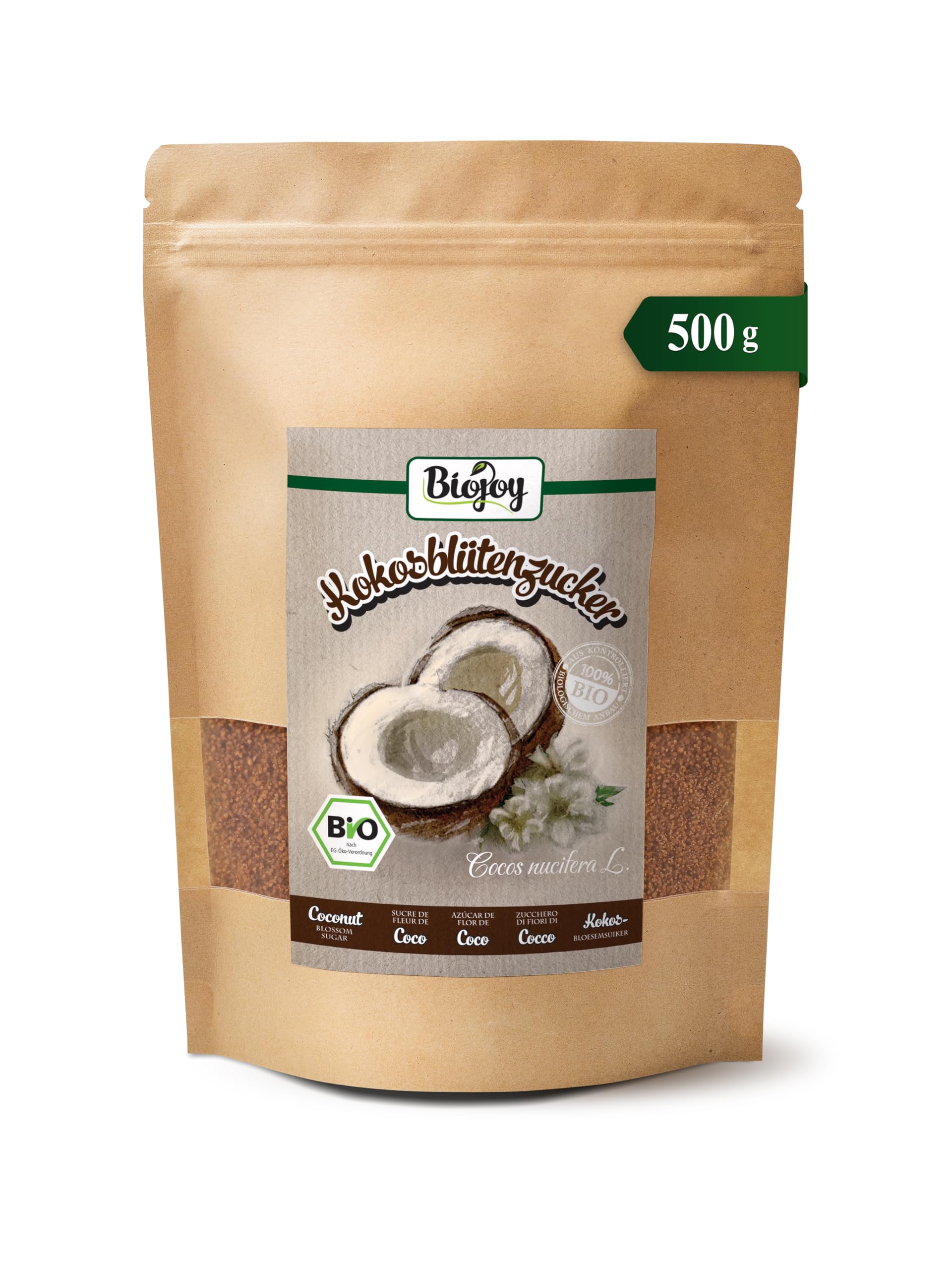 Biojoy BIO-Kokosblütenzucker (500 g), Kokos-Zucker unraffiniert