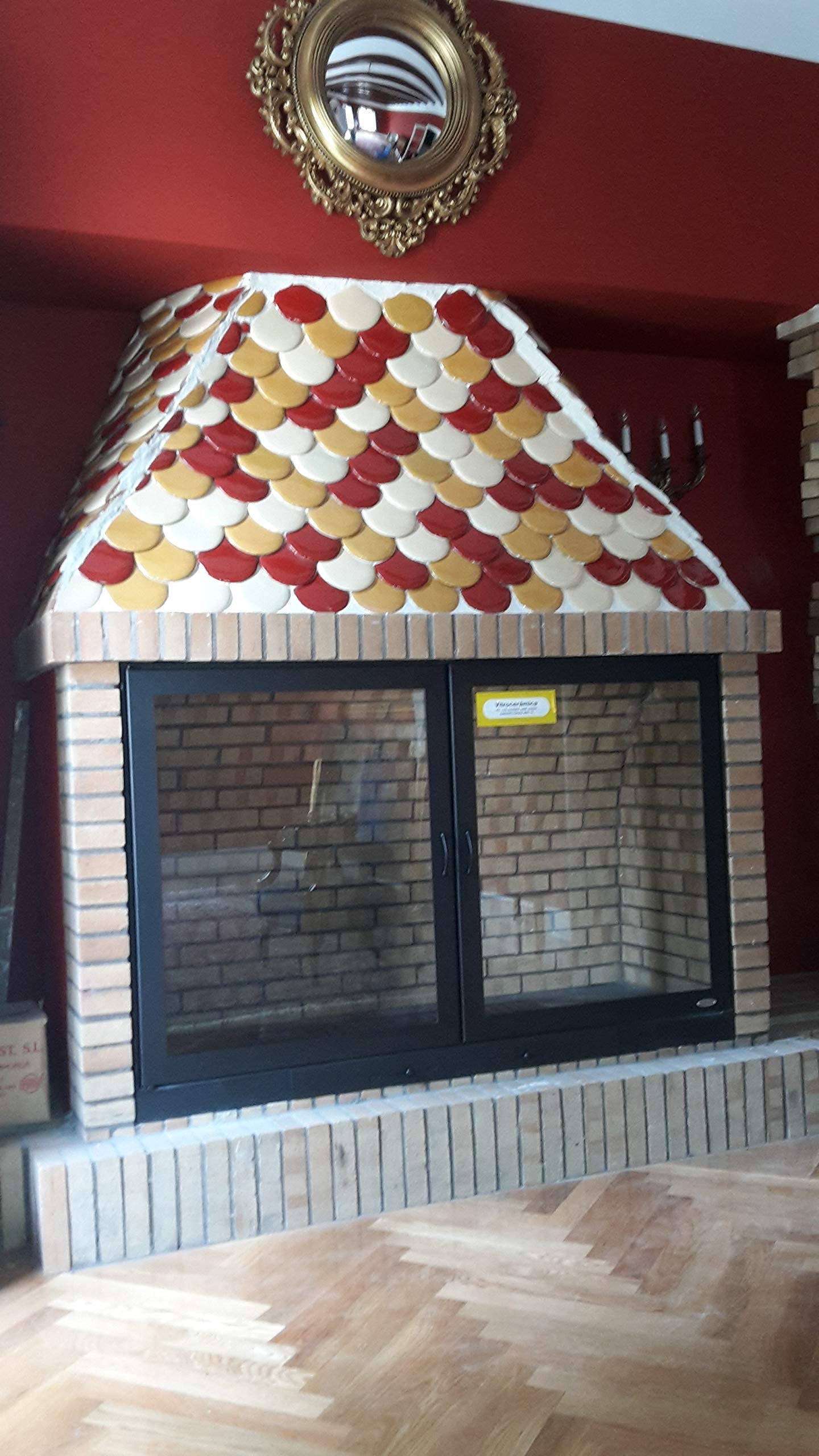 Puerta A MEDIDA Chimenea Leña, Cristal Vitroceramico, Regulador Entrada de Aire, +Eficiencia de Temperatura y Seguridad de la Combustion del Fuego. Tamaño y Posición del Tirador A Elegir