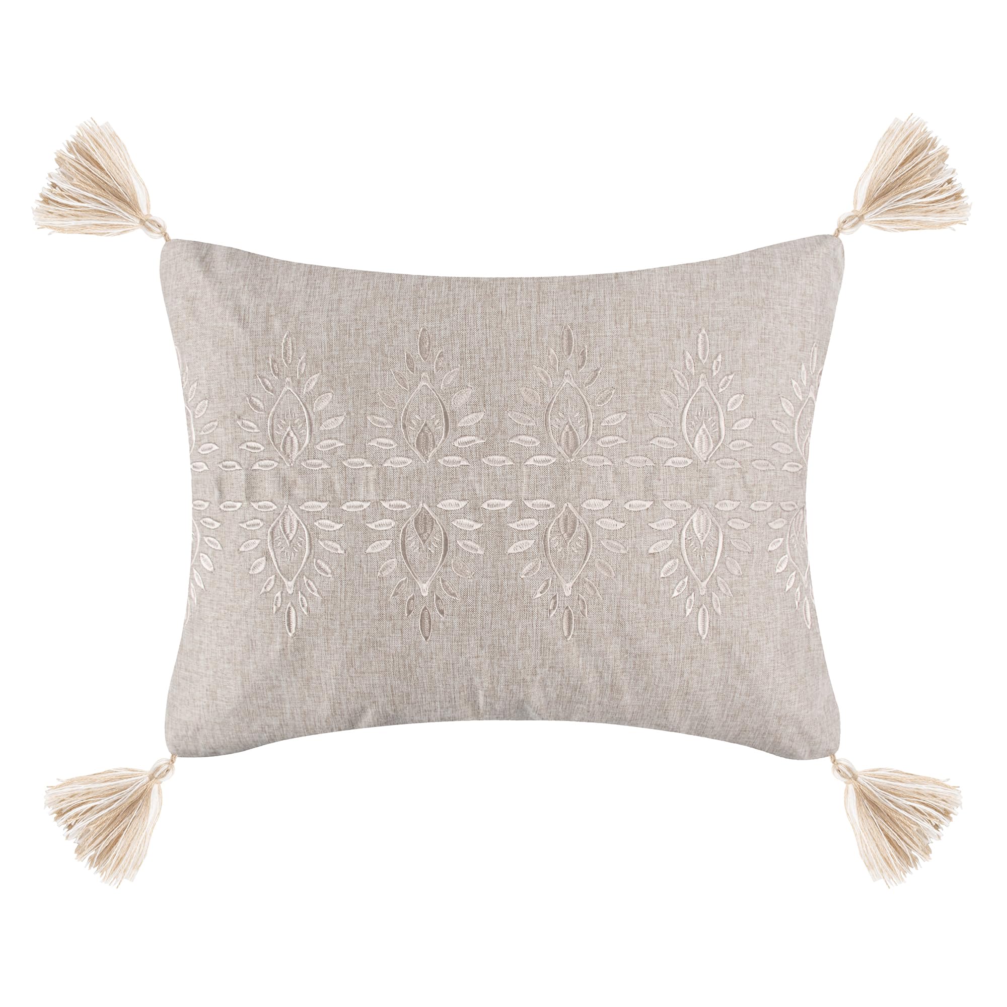 Oreiller décoratif Kamira Spa coussin de canapé brodé crème taupe