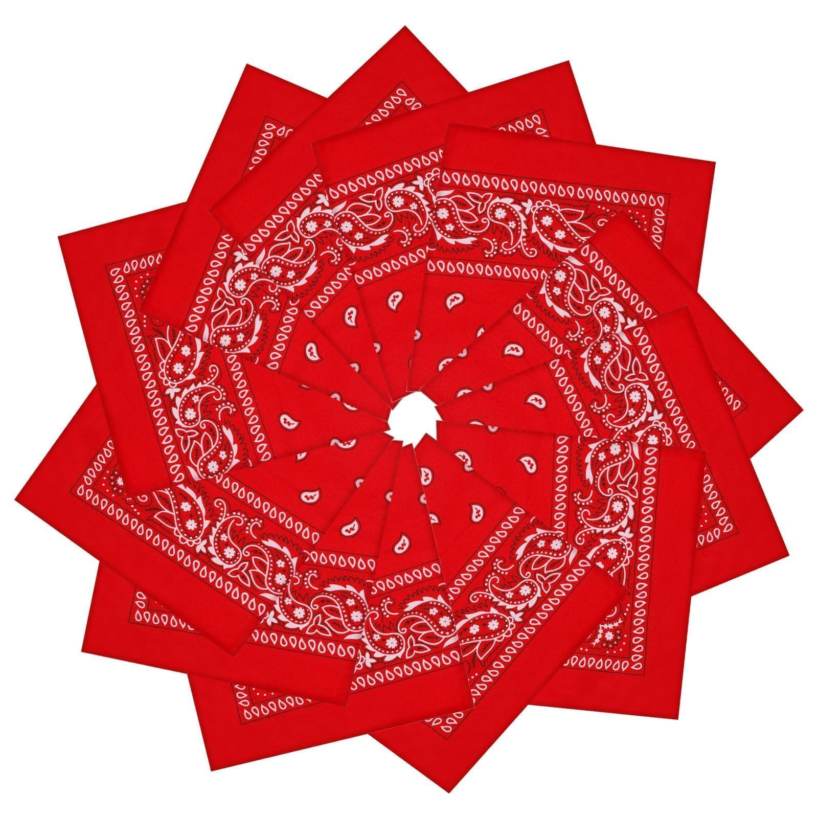 12 Pack Bandanas Unisex Paisley Cowboy Bandanas Bulk Multi Purpose Headband Scarf for Men Women Costume