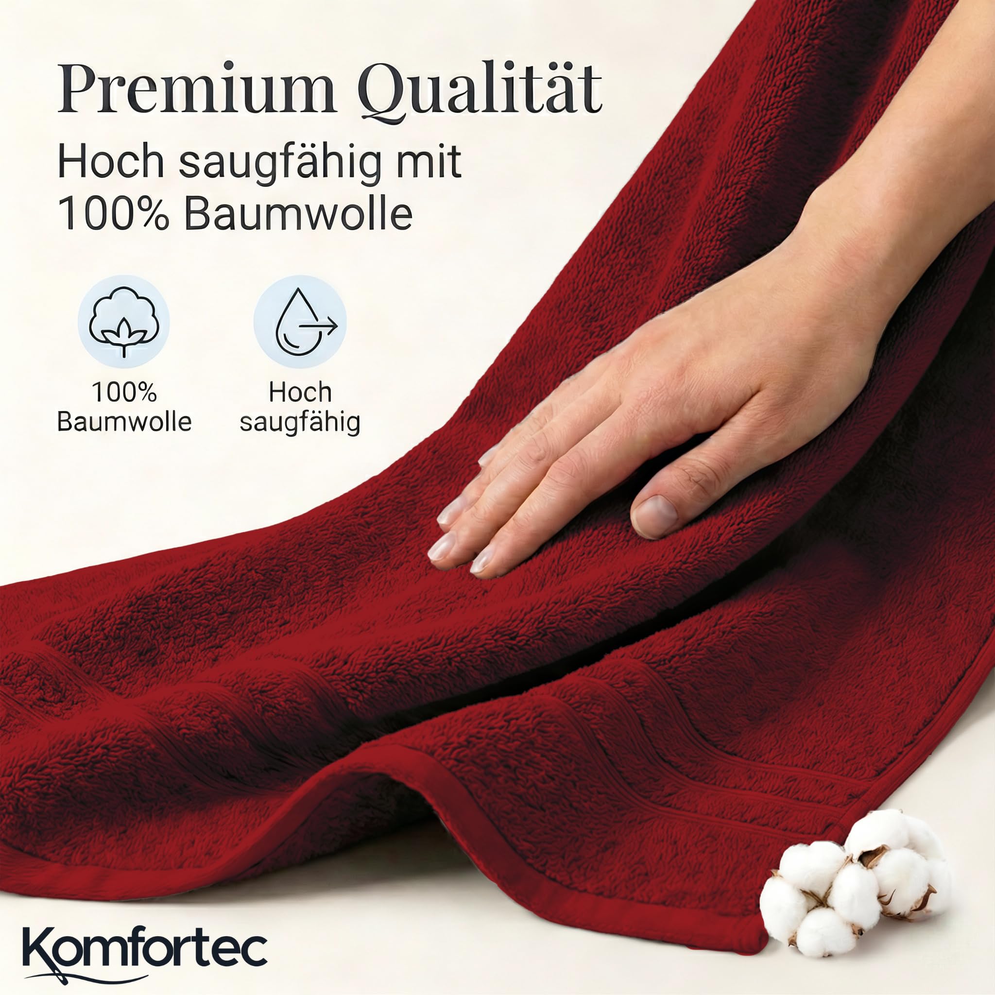 Komfortec Badetuch 100x200 cm aus 100% Baumwolle – Bild 4