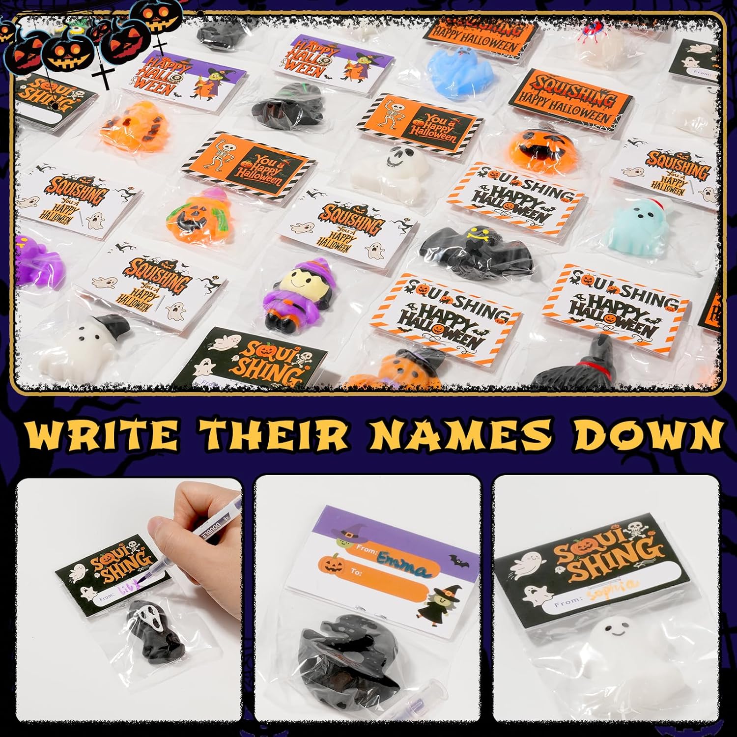 Halloween Mochi Squishy Toys 24 Pack with Gift Cards, Mini Squishy Toys, Halloween Toys Bulk Party Favors for Kids, Trick or Treat, Stress Relief Toys, Birthday Gift, Classroom Prizes - Image 4