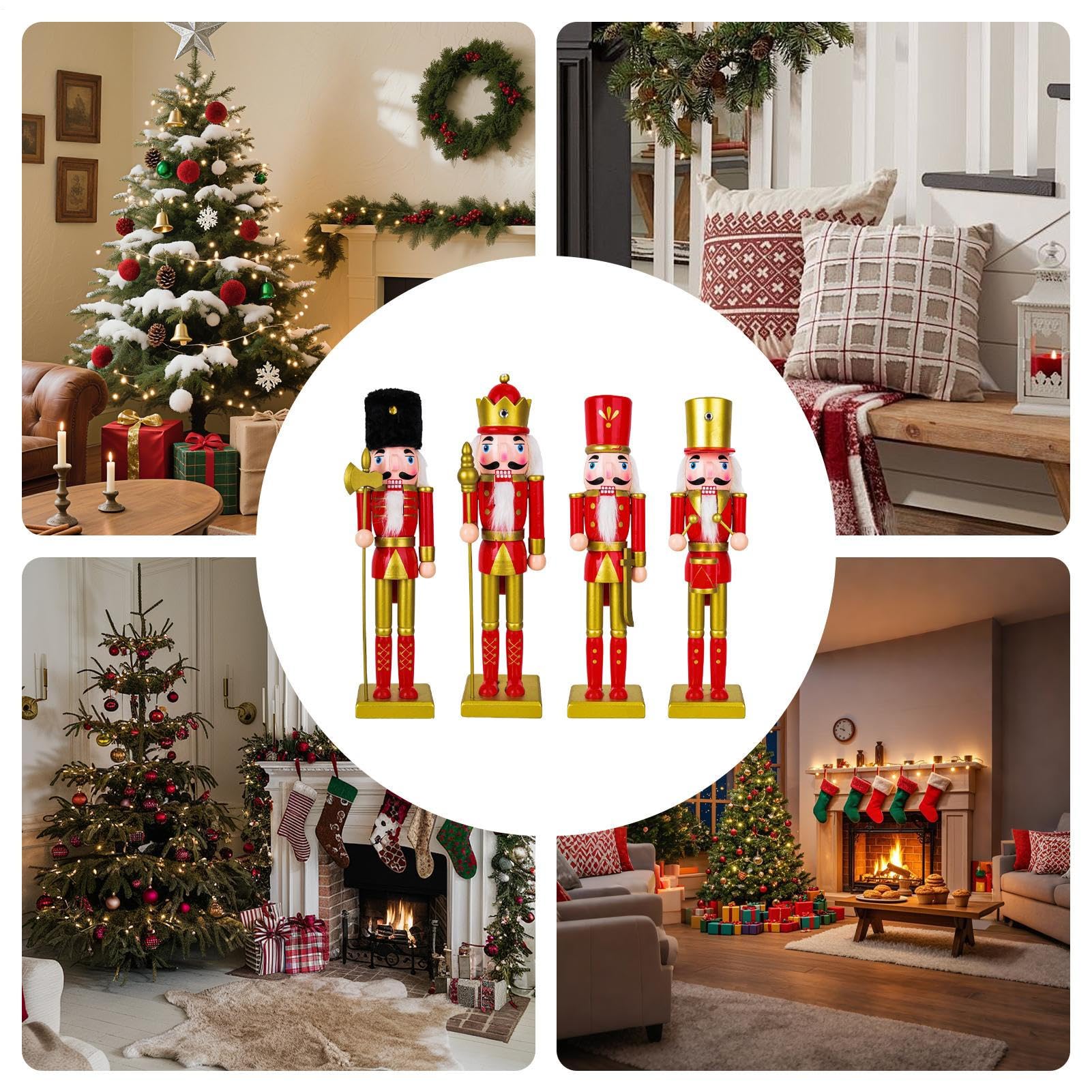 Figuras De Cascanueces Figura De Soldado Cascanueces Navideño De Madera | Centro De Mesa Para Árboles Mostradores Cafeterías Oficinas Puertas Chimeneas Acción De Gracias