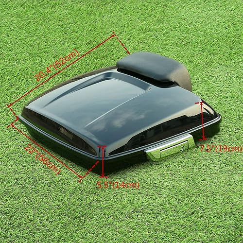 Vista 2 de TCT-MOTORPARTS Maleta de equipaje Razor Tour de 5.5 pulgadas, color negro brillante y respaldo de montaje de 2 arribas, apto para Harley Touring