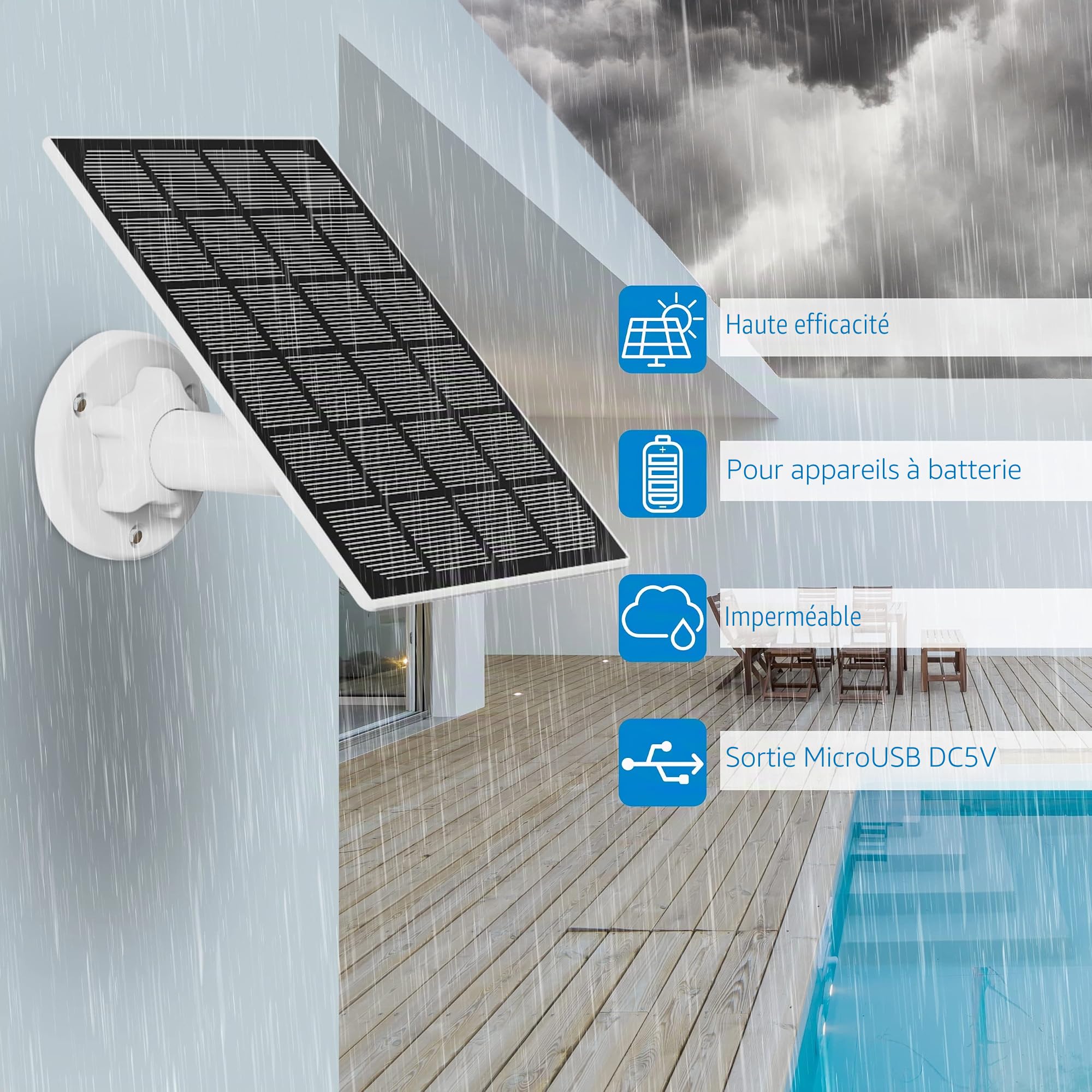 NIVIAN-Caméra de Surveillance WiFi+Panneau Solaire-Batterie Longue durée 10400mAh-FullHD-Détection de Mouvement et Humaine-Extérieur-Vision Nocturne-Audio bidirectionnel