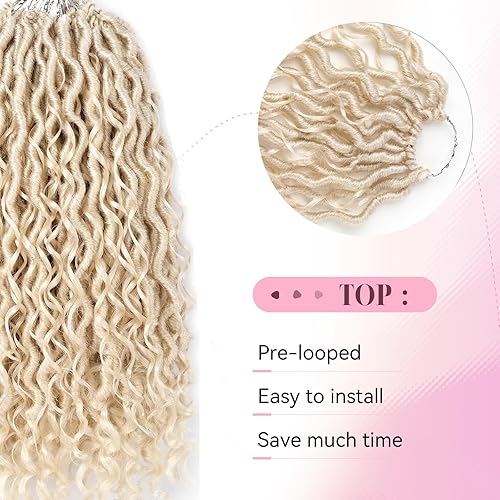 Miniatura 3 de Aipin Goddess Cabello de Ganchillo de 18 Pulgadas Boho River Locs Hippie Locs Ondulado de Ganchillo Con Cabello Rizado en el Medio y Extremos