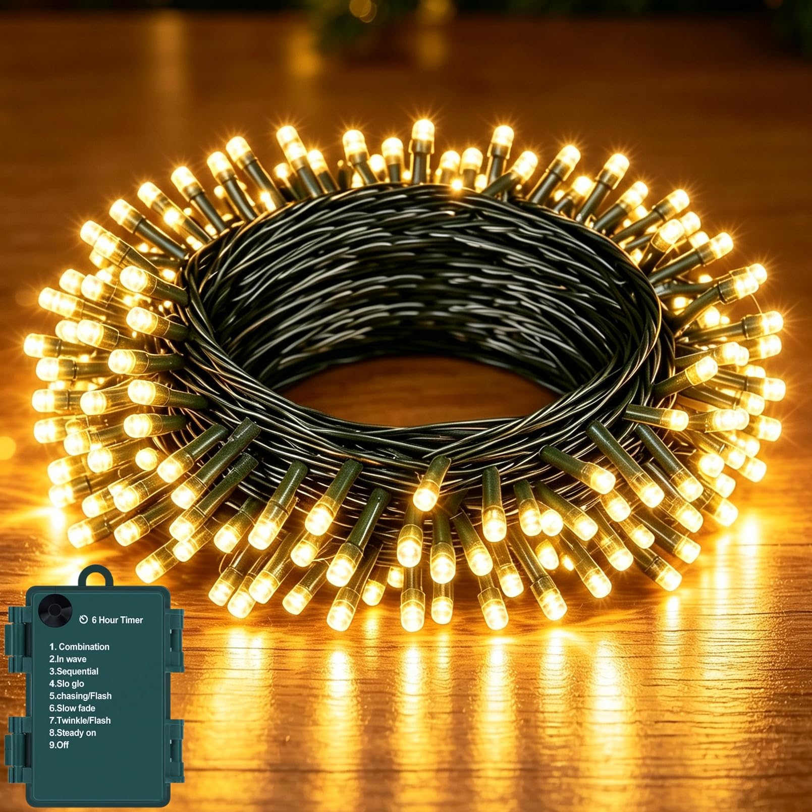 Neonawall Fairy Lights Battery Operated, 10m 100 LEDs Bright Battery Powered String Lights, Warm White Outside Christmas Light Waterproof with 8 Modes for Indoor Outdoor Bedroom Garden Decorations