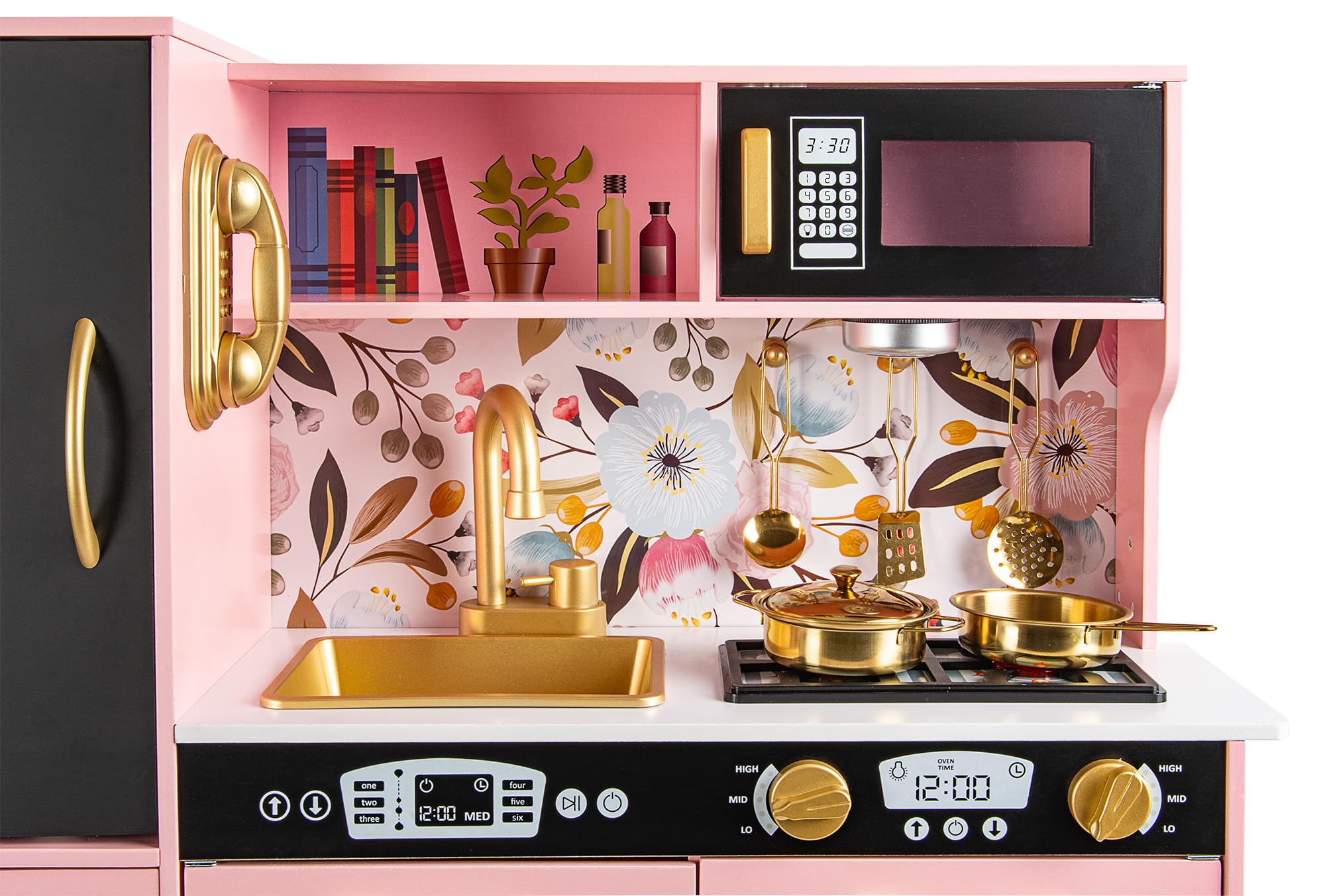 Leomark Cucina in legno per bambini MEMO PINK con tanti funzioni Ideale gioco per avventure culinarie creative per i piccoli chef impara ad preparare primi secondi e dolci Dimensioni 83x24x80 cm.