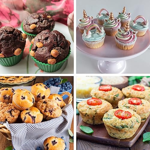 Miniatura 7 de Moldes de silicona para magdalenas para hornear, moldes de silicona antiadherentes para hornear, 12 tazas para magdalenas para congelar huevos,