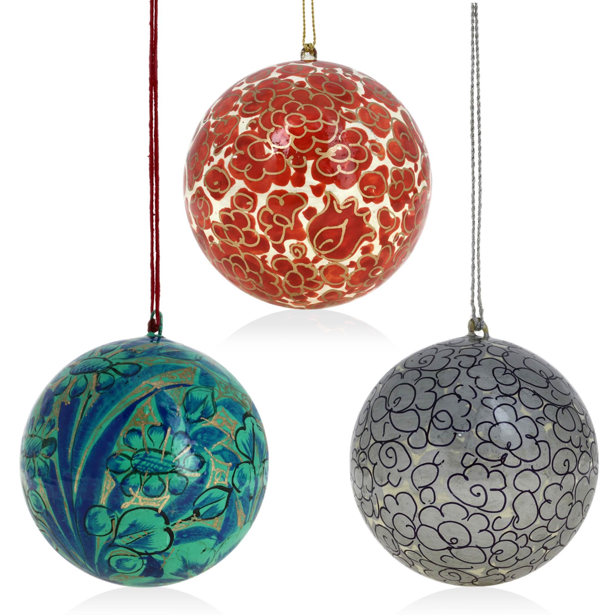 Ajuny Palline di cartapesta fatte a mano per albero di Natale, ornamenti decorativi da appendere per casa, feste, matrimoni, decorazioni natalizie, regali set di 18