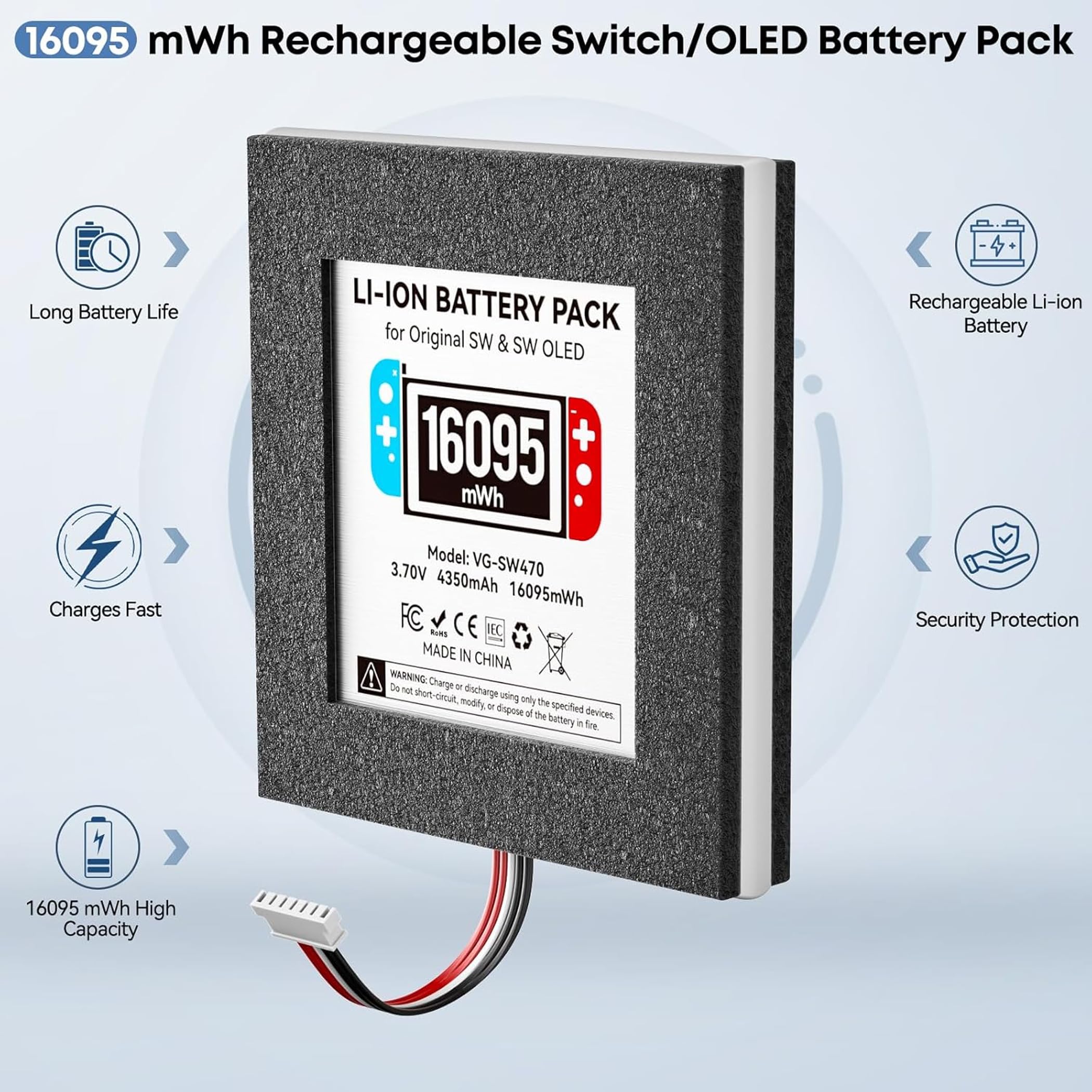 4350mAh Batteria di Ricambio Nintendo Switch HAC-001, Batteria Switch per Console di Switch OLED (2017/2020) HAC-003, Batteria Li-ION con Kit di Strumenti di Riparazione Completo, Accessori Gaming