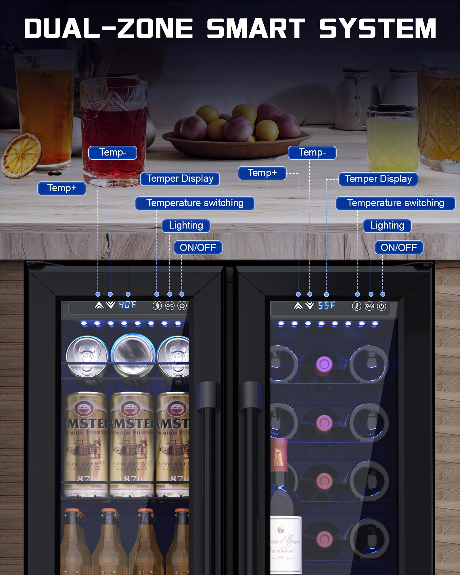 Minorfun 18 Inch Glass Door Beverage Refrigerator – 160 Can Mini Fridge For Wine, Beer, Soda, Ideal For Home, Office, Or Bar, Under Counter Built-In Design (Metal Black,) on Fridge.com - View 4