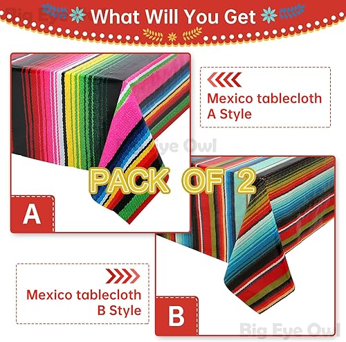 Miniatura 2 de Mantel de plástico desechable para fiesta mexicana, 2 piezas, para decoración de fiesta de cumpleaños, mantel de mesa de México, suministros para