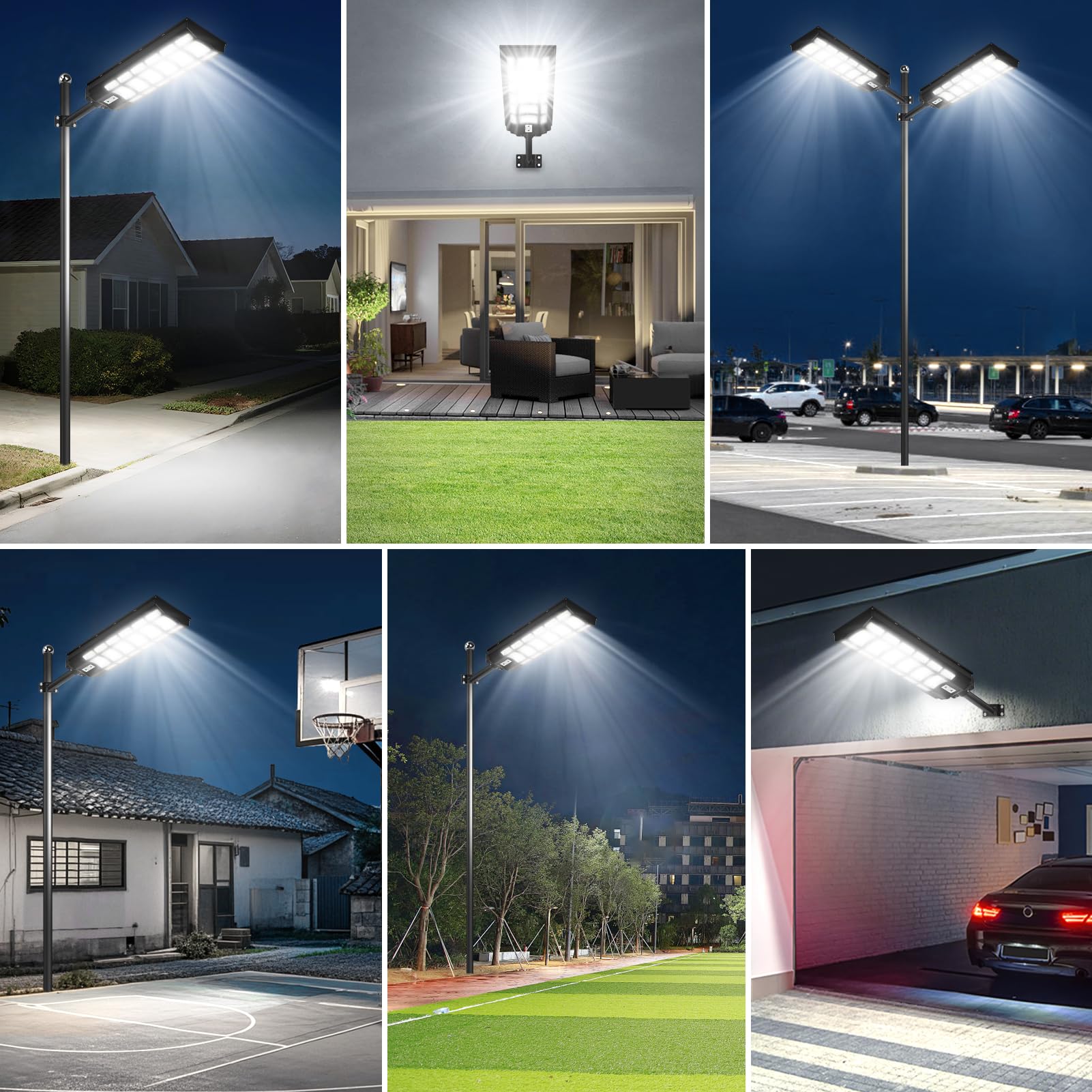 Viugreum 2000W Lampione Solare Led Esterno, 200000LM Lampione LED con Pannello Solare, 6500k Luci Solari, IP67 Impermeabile Lampioni Solari con Sensore di Movimento e Telecomando per Giardino Sentieri