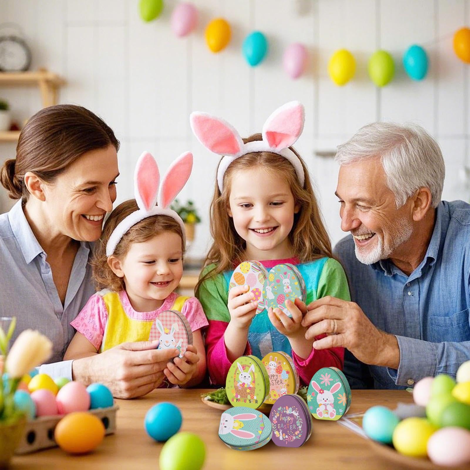 Easter Candy Jar, króliczka Candy Jar 8x w kształcie jajka czekoladowe | Stołowe elementy, dekoracyjny pojemnik do przechowywania żywności, dekoracja wielkanocna na czekoladowe c
