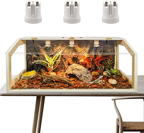 Terrario de reptiles de 37 galones, tanque de dragón barbudo mejorado, tanque de lagarto, lámpara e interruptor integrados, tanque de serpiente, 40