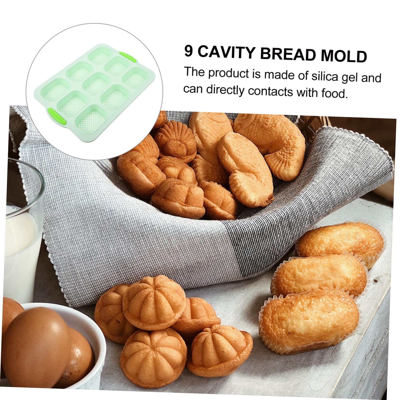 KICHOUSE 9 Silicone Loaf Pan for French Bread Baking Non Stick Bread Toast Mold Silicone Baking Tray for Home and Professional Use