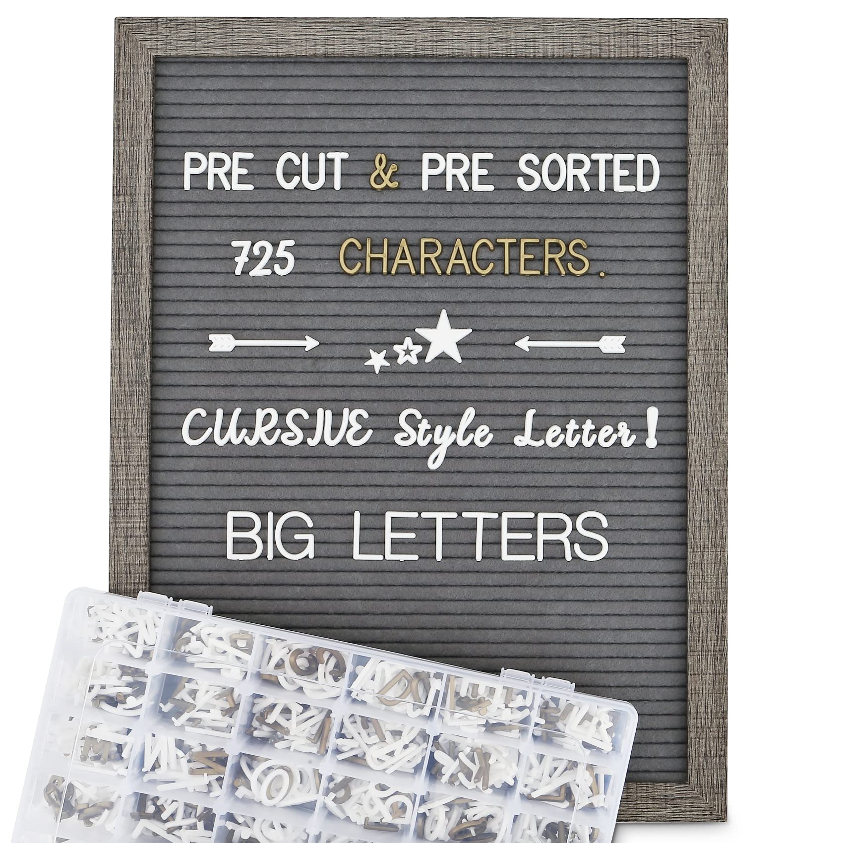 Buy Felt Letter Board 12x16 Inch Rustic Wood Frame Pre Cut & Sorted 725 Letters with Stand