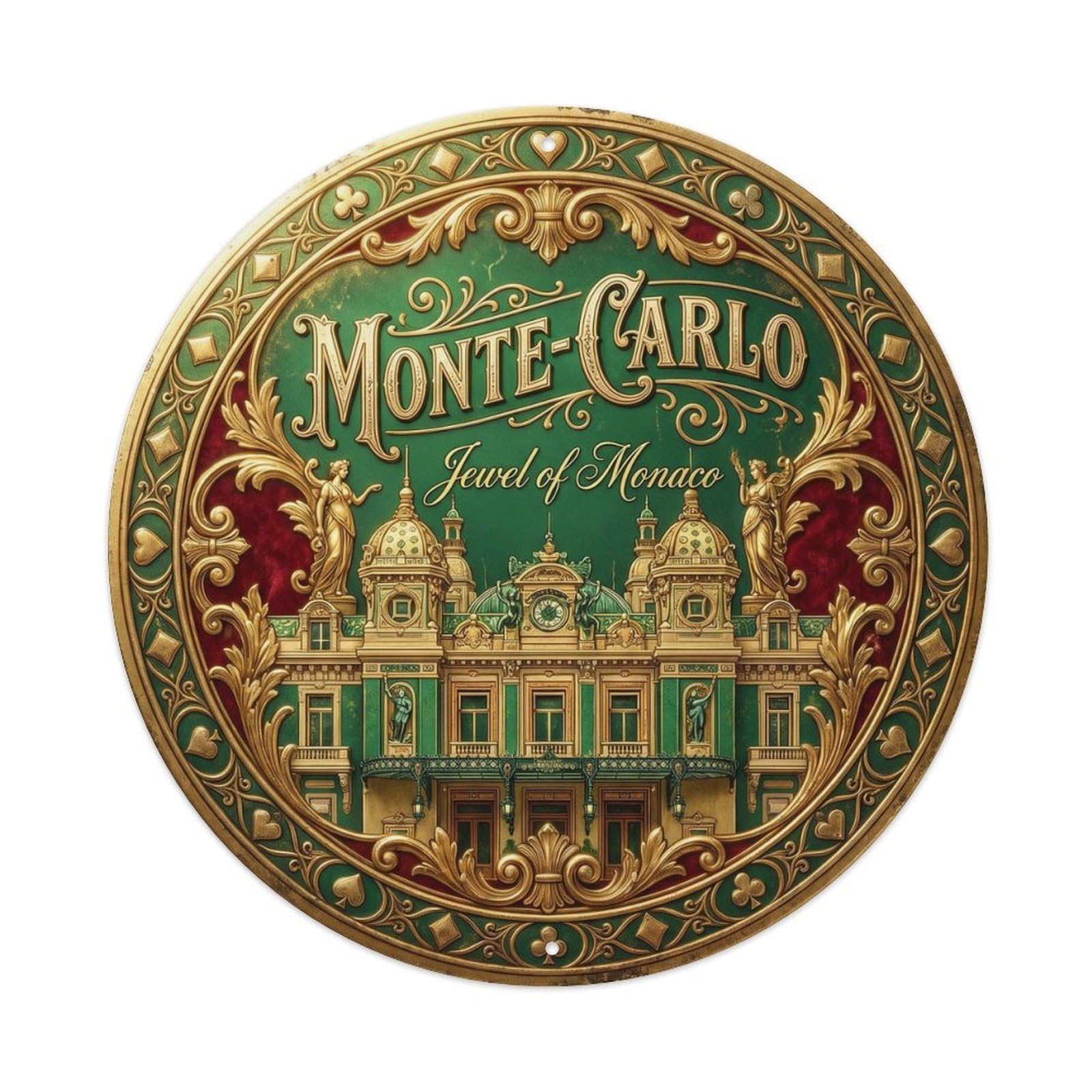 Casino Grandeur Lounge Palace Metal Tin Sign Plaque Wall Decor for Cafe, Club, Garden Round Metal Poster 8x8Inch