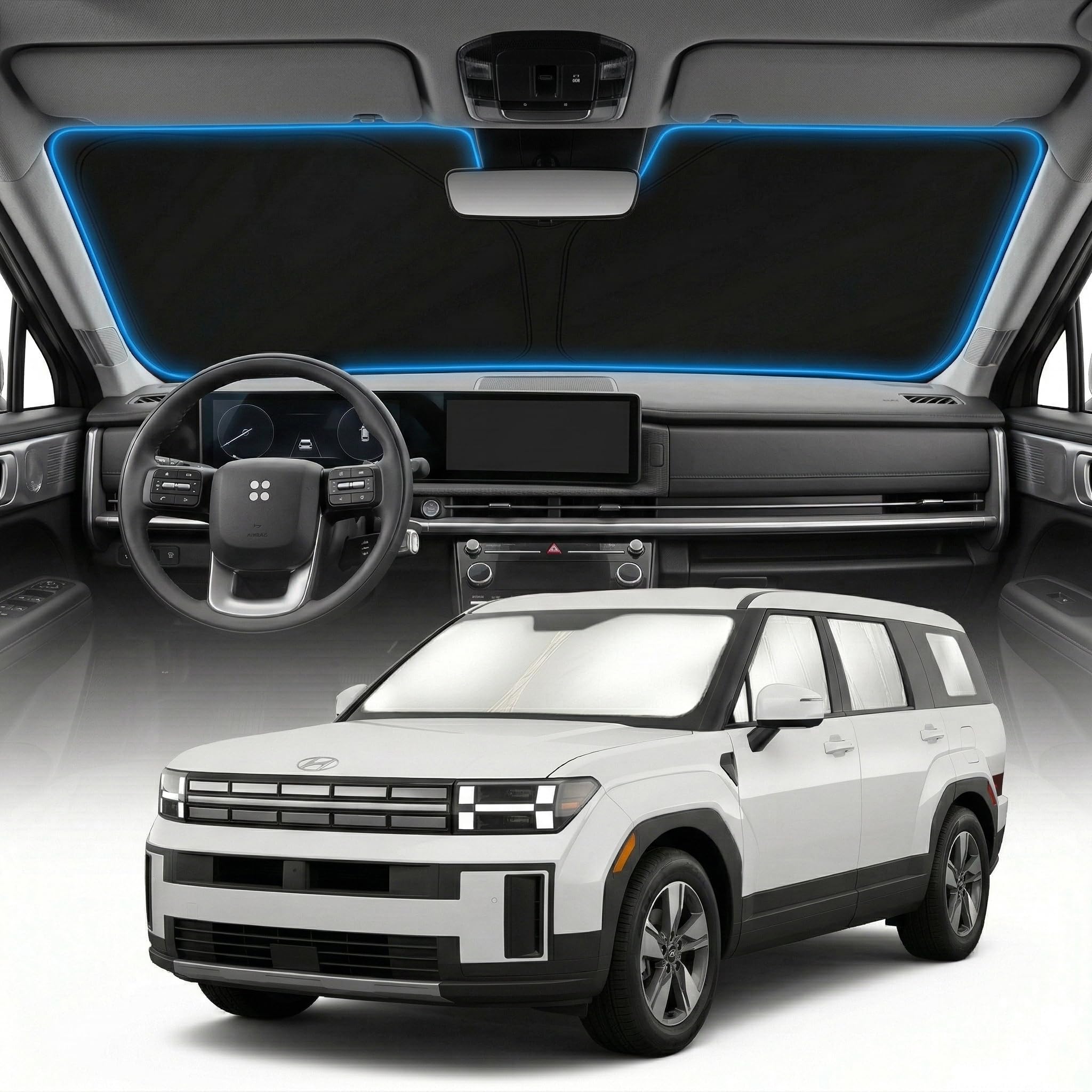 for Ford Bronco Sun Shade Windshield Cover - Custom Fit Bronco Accessories 2021-2024 2025 Sunshade Foldable UV Protection & Heat Shield Sun Visor Accessories — view 53