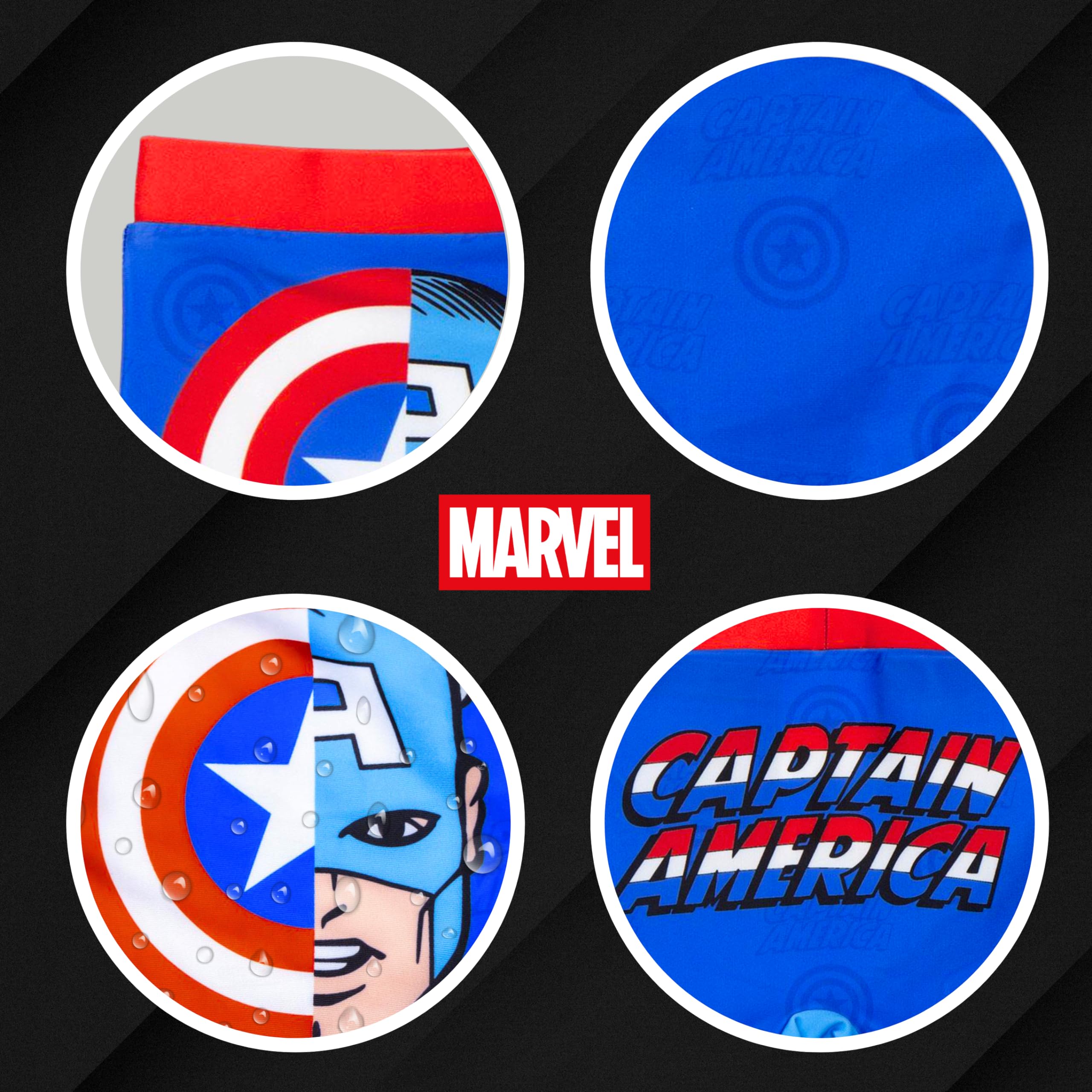 Marvel Avengers Maillot de Bain pour Garçon Captain America Boxer Maillot de Bain pour Enfant, Tailles 4 à 10 Ans