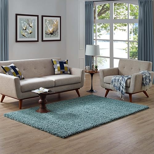 Modway Enyssa - Alfombra de pelo alto de 5 x 8 pulgadas, color azul aguamarina y marfil