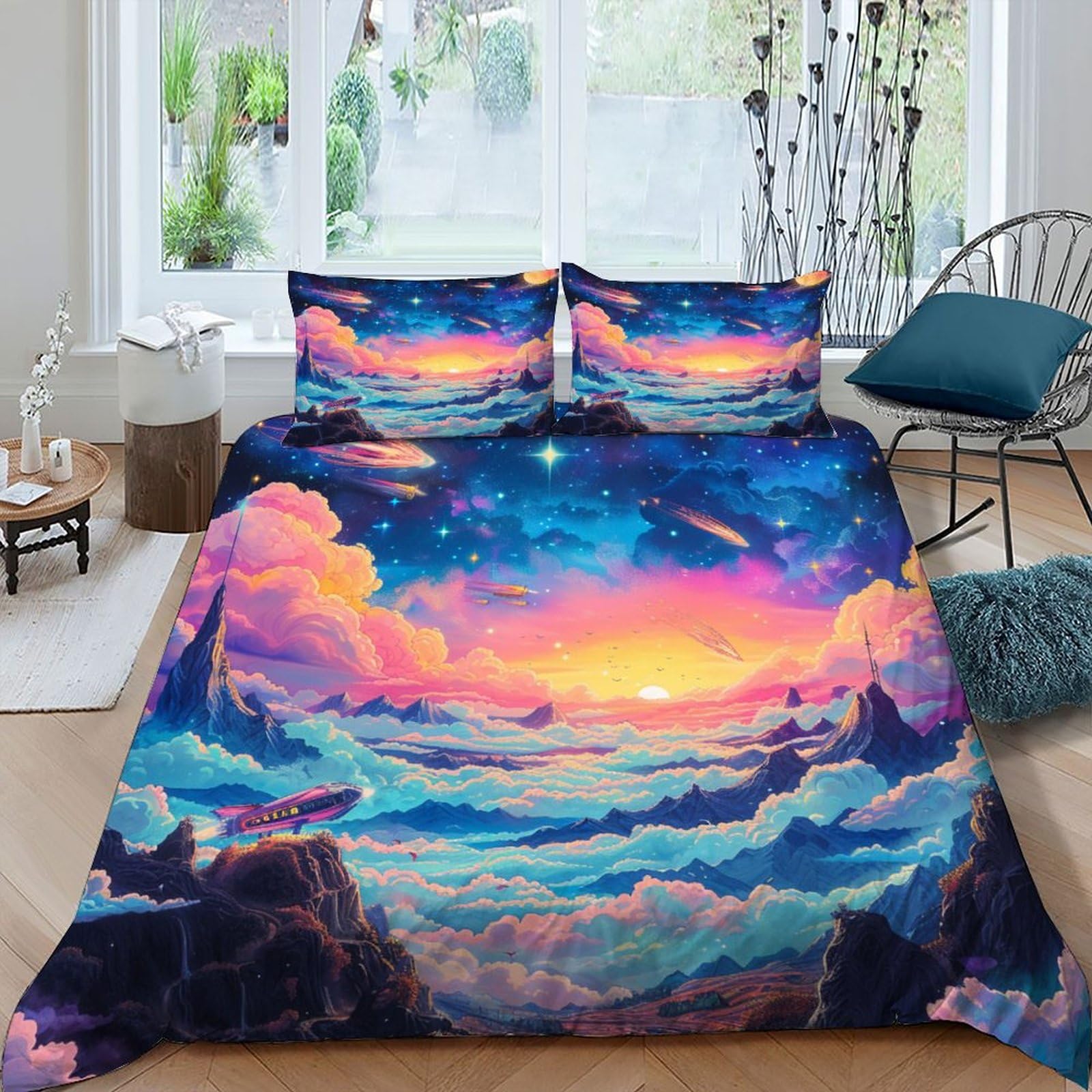 Housse de couette 3D motif imprimé en microfibre king size 240cm