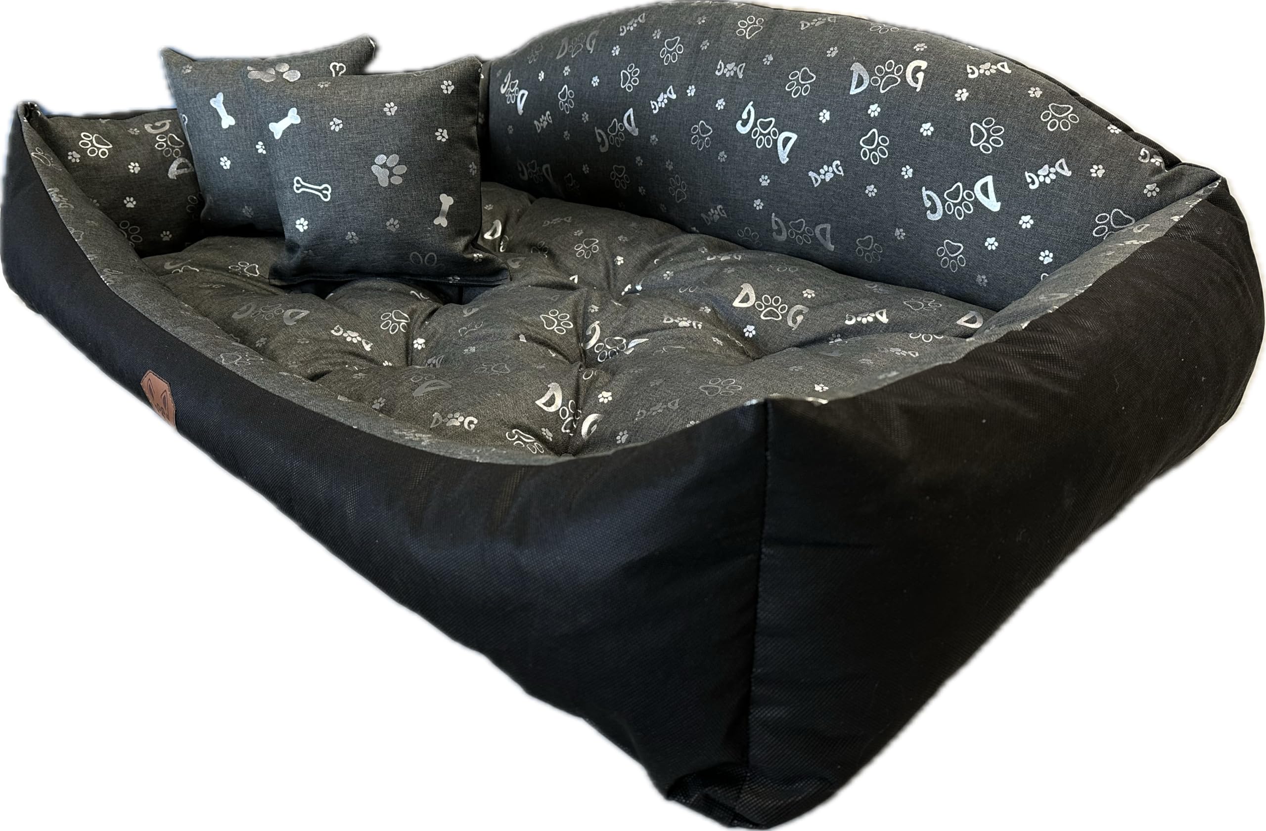 Dogs4Life Cama ortopédica lavable para perros, sofá para perros, cesta para perros pequeños, medianos y grandes (S, gris ceniza con plata. Pft.)