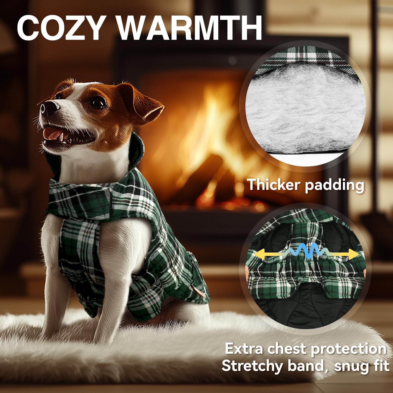 VIVAGLORY Softjoy Dog Coat, Coat & Jacket for Dog Winter & Christmas, Jacket with Harness Hole - Image 3