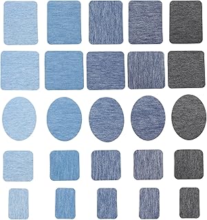 FOMIYES Denim Jacket Circle Stickers 25pcs Jean Patches Clothing Repair Stickers Cuttable Iron On Patches Clothing Patches Blue Trousers Patches 4.91in Embroidered Jeans Circle Stickers