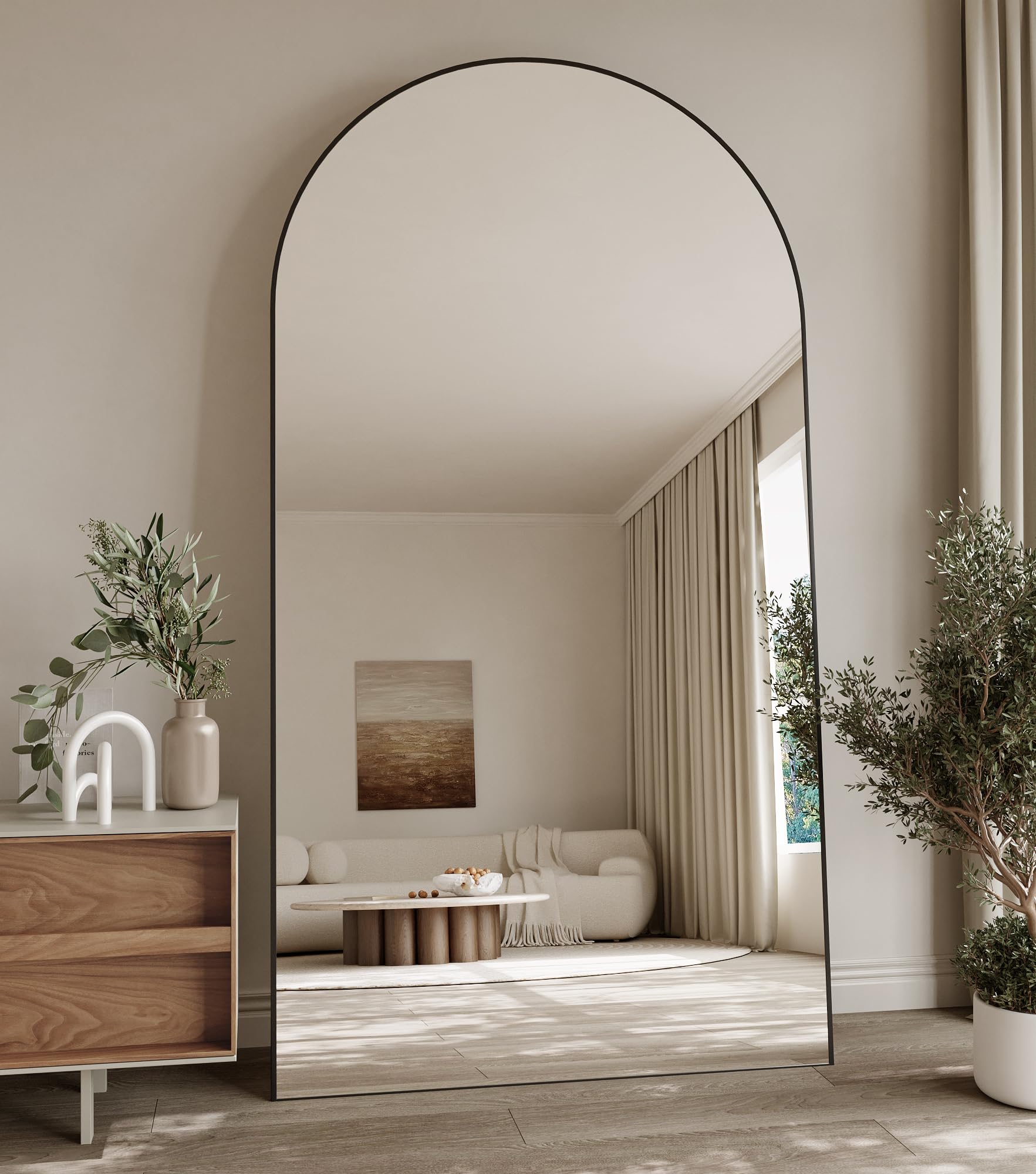 Koonmi 77x38 Arched Full Length Mirror, Floor Mirror with Stand