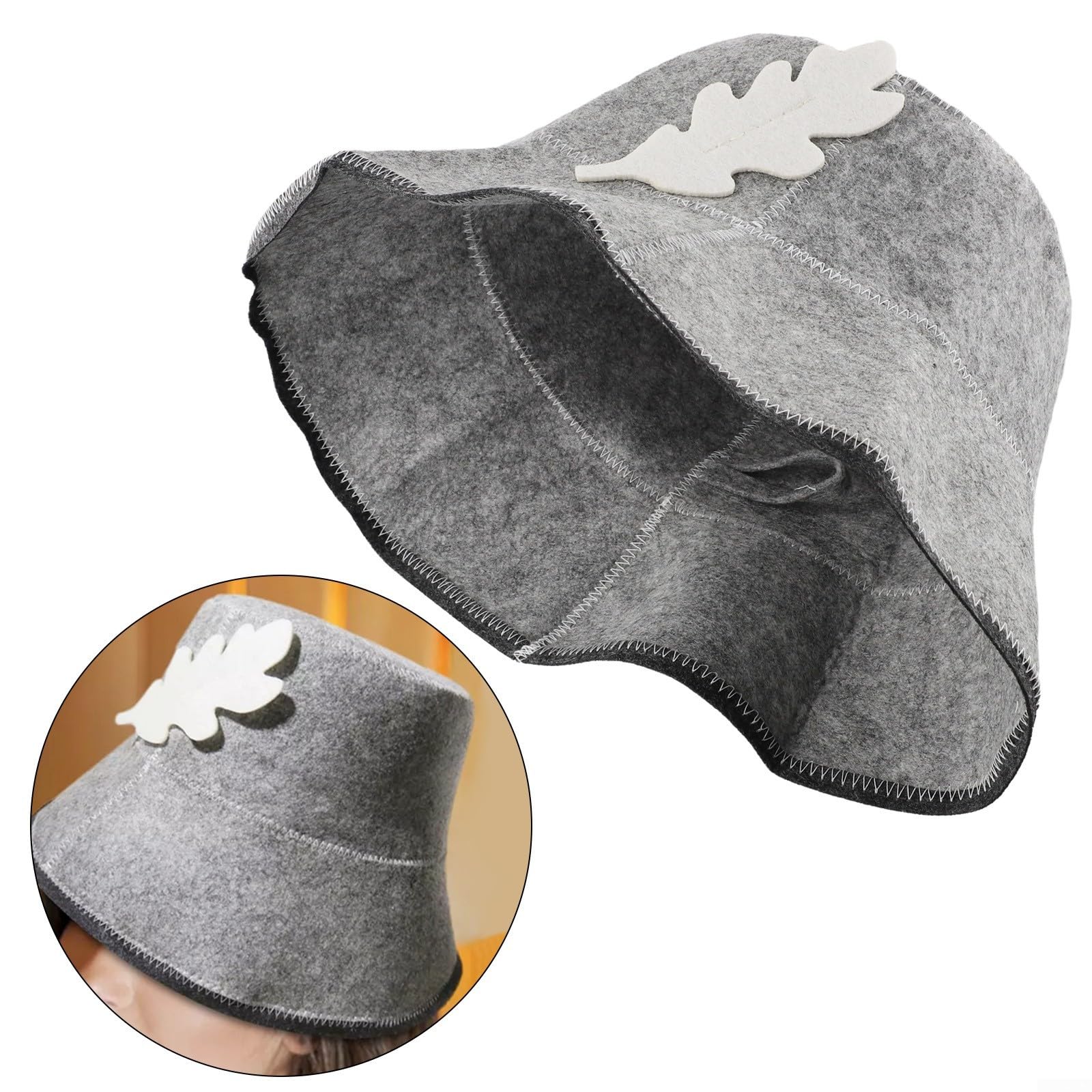 Gorro de sauna unisex de fieltro de pescador con aislamiento y absorción de agua, adecuado para baño, casa y sauna (gris)