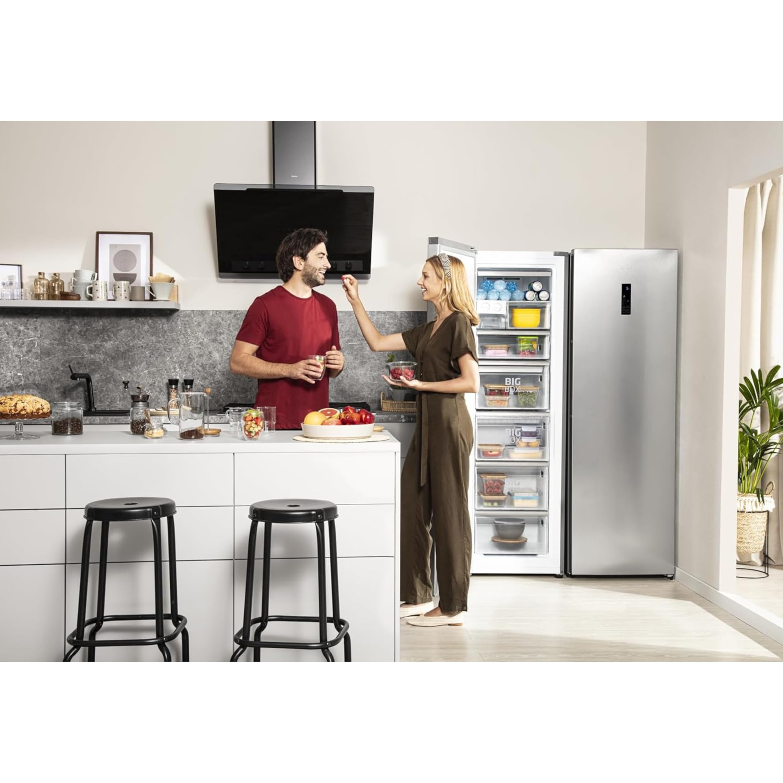 Amica Gefrierschrank freistehend 274 l Total NoFrost Inverter‑Kompressor LED‑Display Supergefrierfunktion 185,5 x 59,5 x 65,1 cm – Gefrierschrank Edelstahloptik
