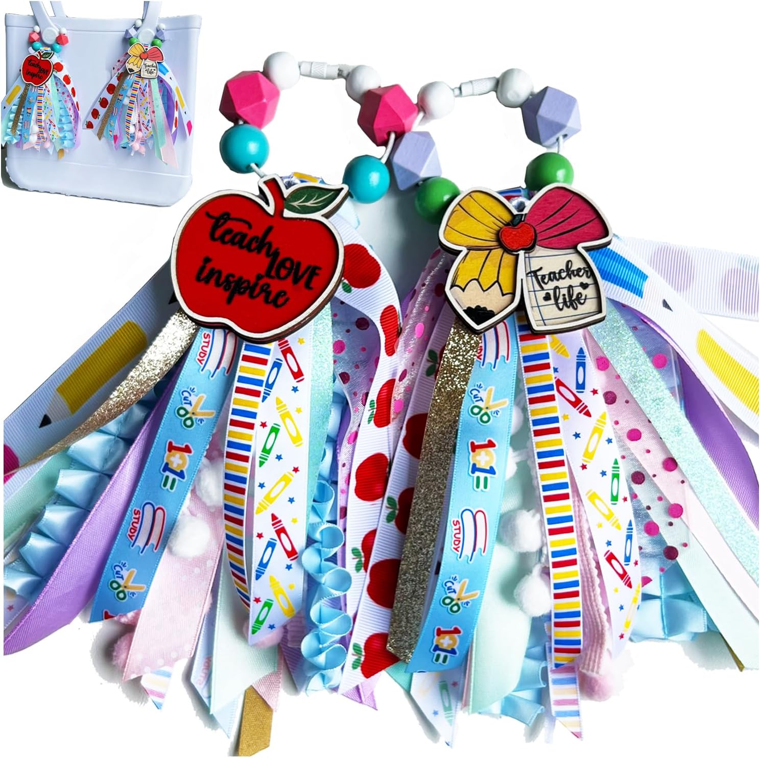 2Pcs football baseball Keychains for Women Bogg Bag...