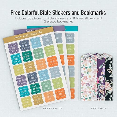 Miniatura 5 de Funda de piel sintética floral con pestañas para la Biblia, marcadores y asa para estudio de tamaño estándar de 10.2 x 2.5 x 7.5 pulgadas, regalo