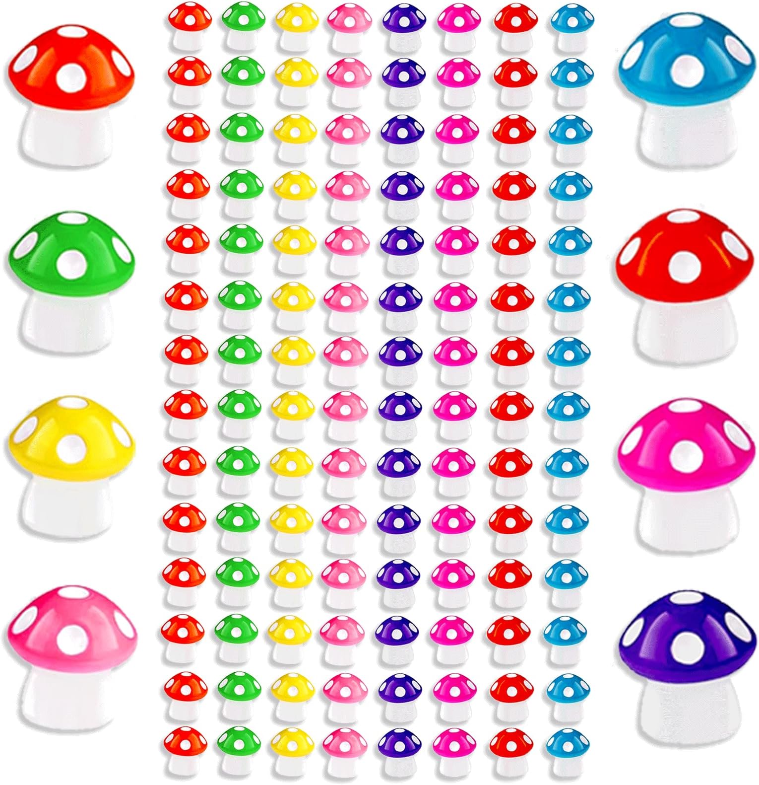 120PCS Mini Resin Mushrooms, Colorful Resin Mushroom Miniature Cake Decoration, Plants Figurine Bulk for Landscape Dollhouse Micro Fairy Garden Decoration Ornament