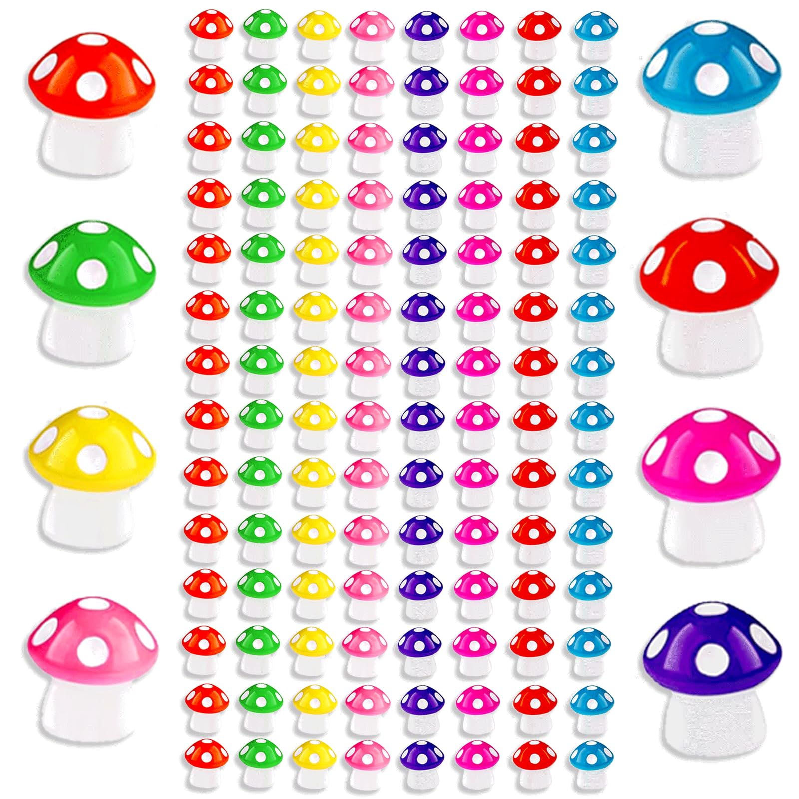 120PCS Mini Resin Mushrooms, Colorful Resin Mushroom Miniature Cake Decoration, Plants Figurine Bulk for Landscape Dollhouse Micro Fairy Garden Decoration Ornament