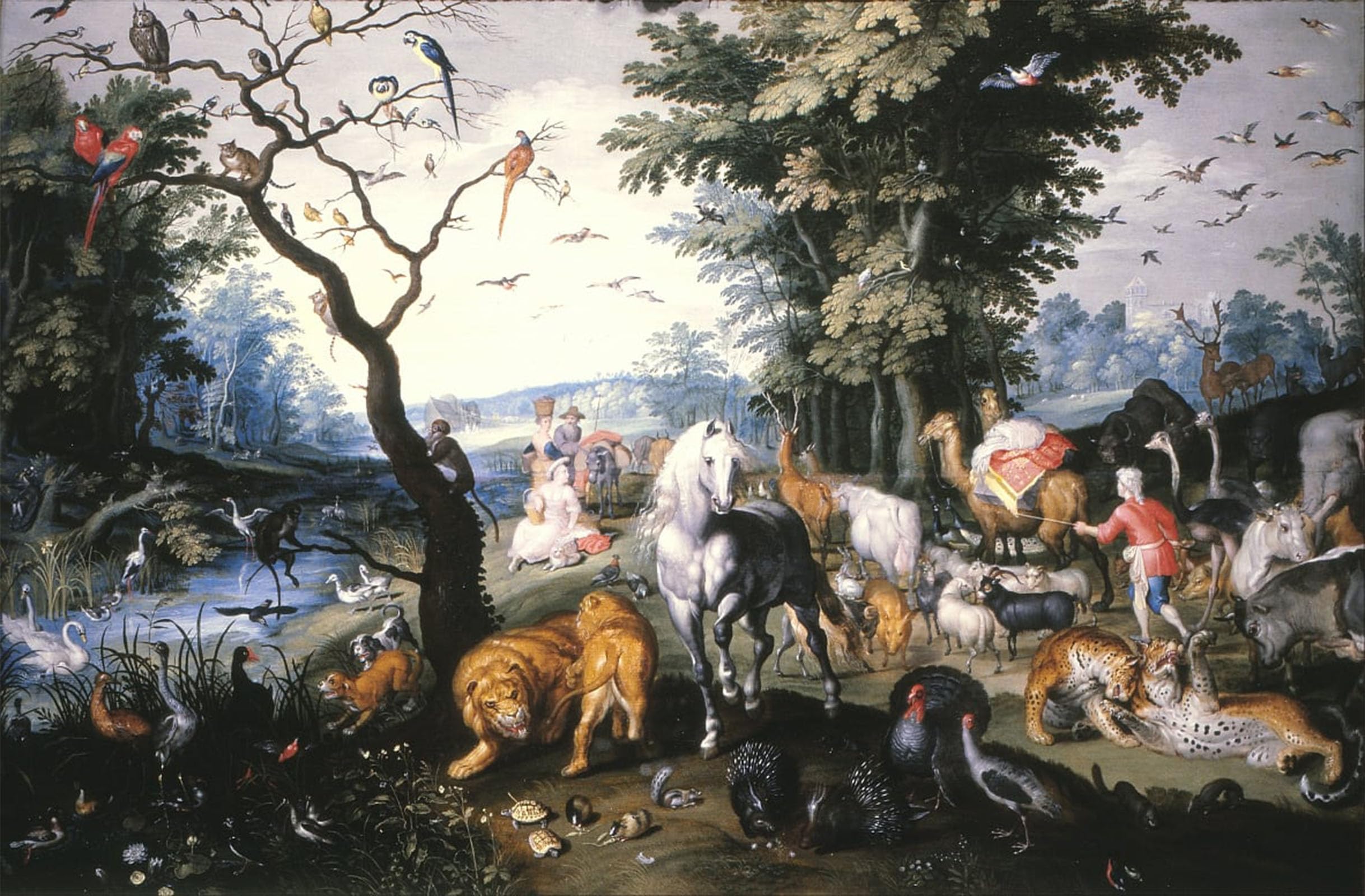 POSTERIIk Famous Modern Artwork Art Mural the Animals Entering Noah`s Ark by Jan the Elder Brueghel Oil Paintings Pictures for Home Decor 60x90cm