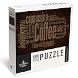 Coffee Typography, Dark 1000 Piece Jigsaw Puzzle for Adults, Made in USA with Reference Poster